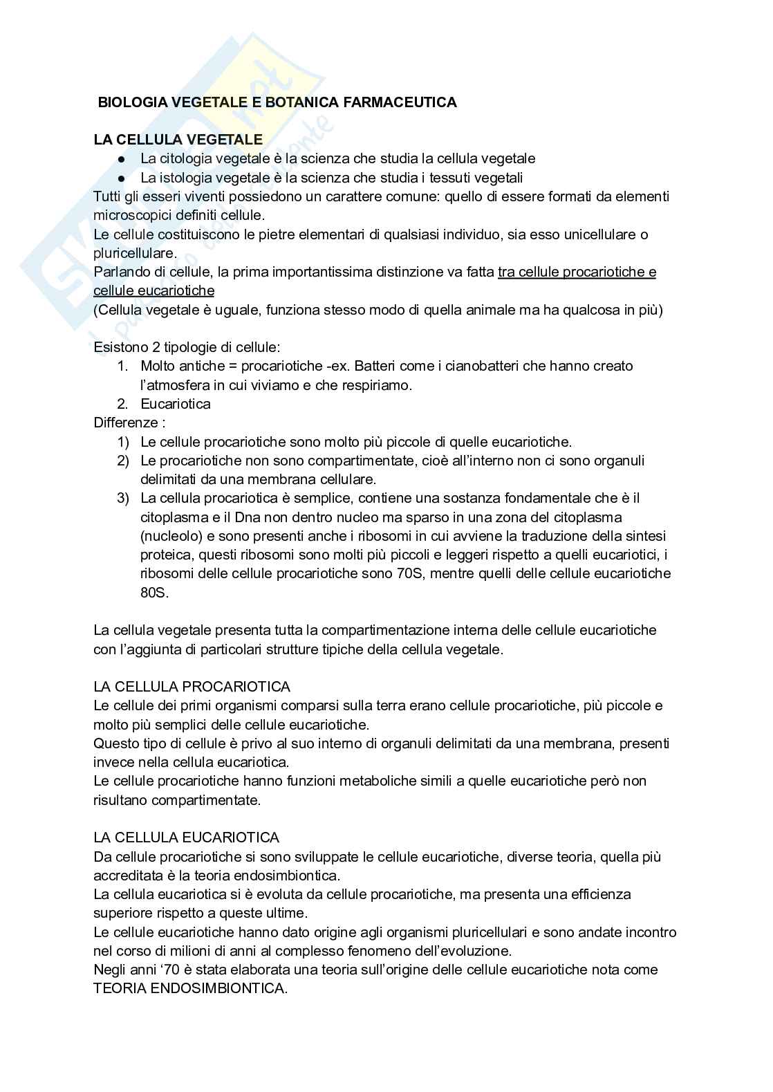 Biologia vegetale e Botanica farmaceutica  Pag. 1