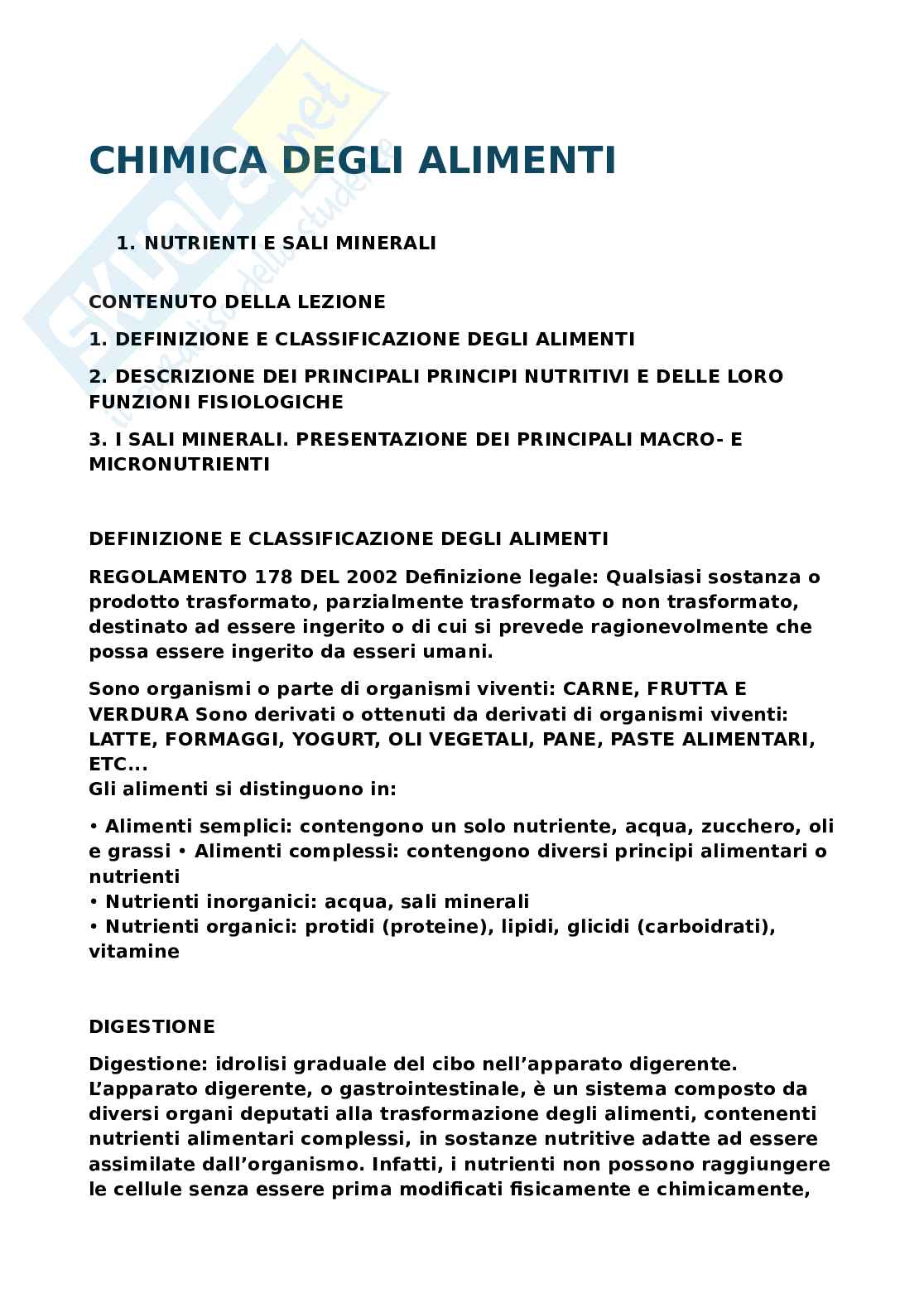 Appunti prima parte Chimica degli alimenti Pag. 1