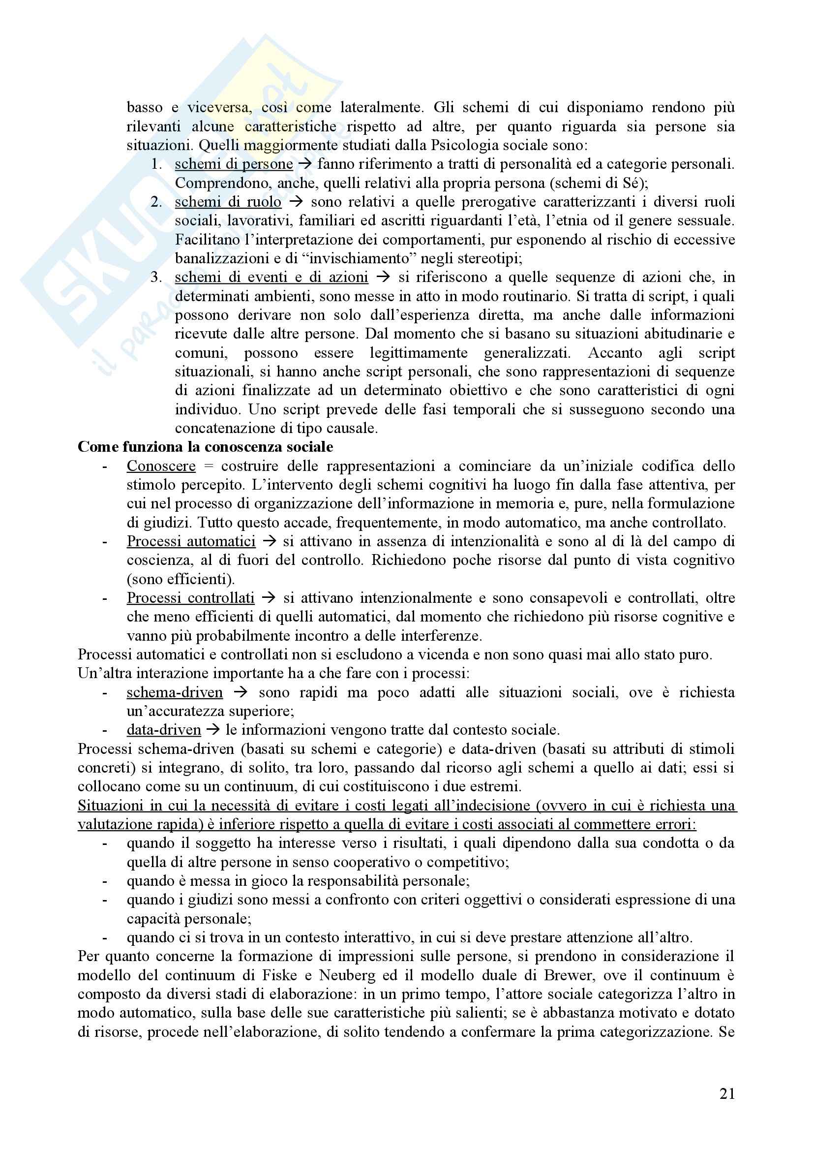 Riassunto esame Psicologia sociale, prof. Mosso, libro consigliato Fondamenti di psicologia sociale, Amerio Pag. 21