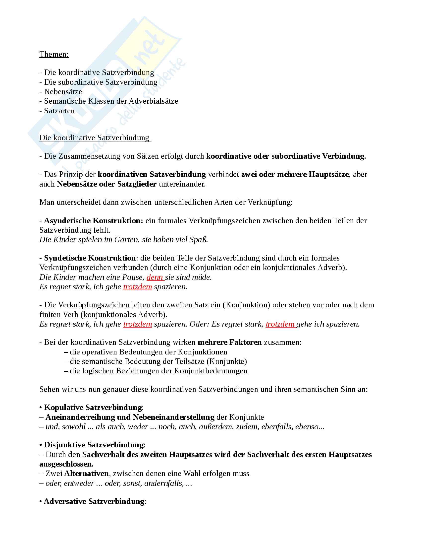 Costruzione Della Frase Principale Appunti Di Lingua Tedesca