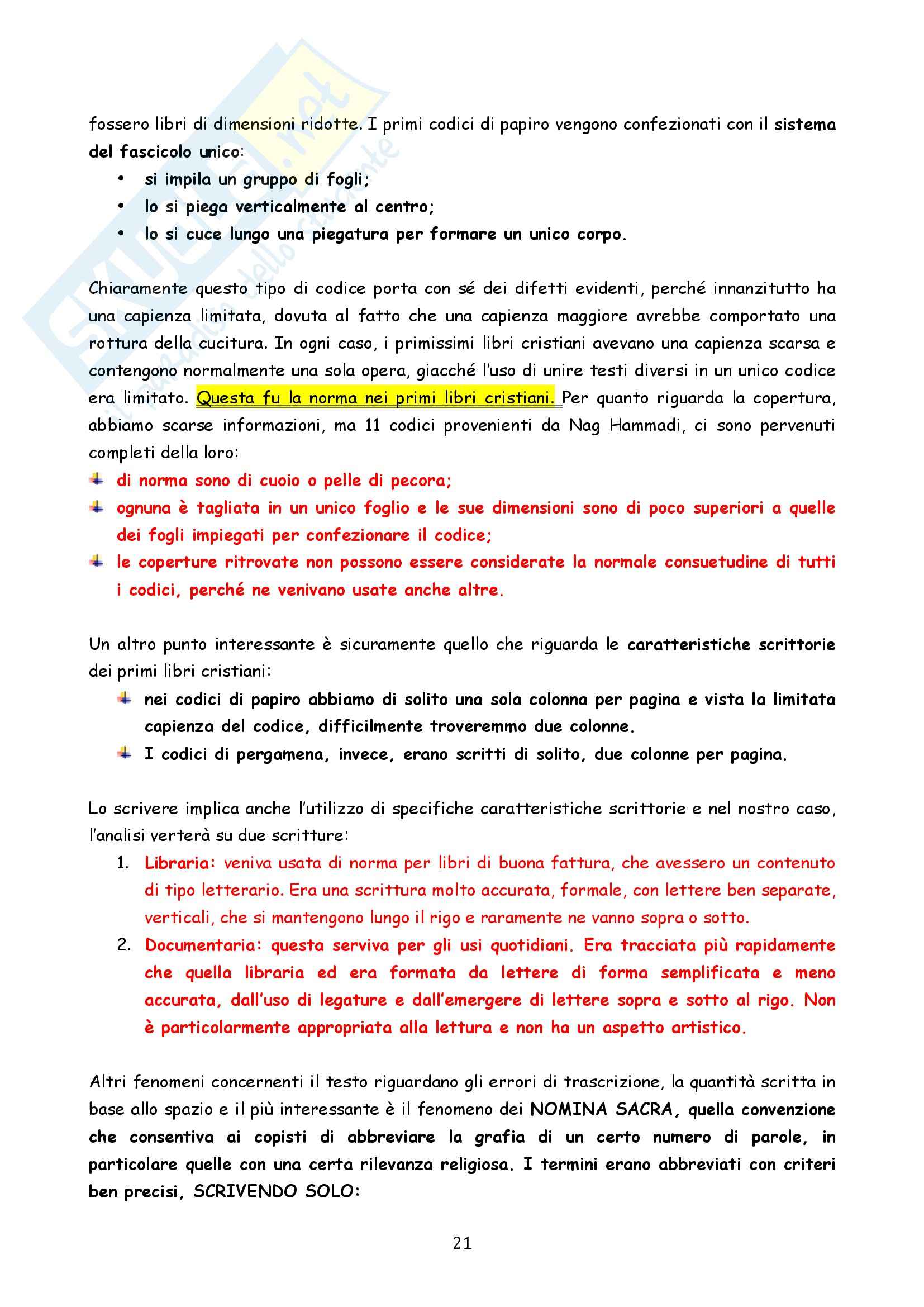 Riassunto esame Storia del Cristianesimo Antico e Medievale, prof. Colombi, libro consigliato Libri e Lettori nella Chiesa Antica, Gamble Pag. 21