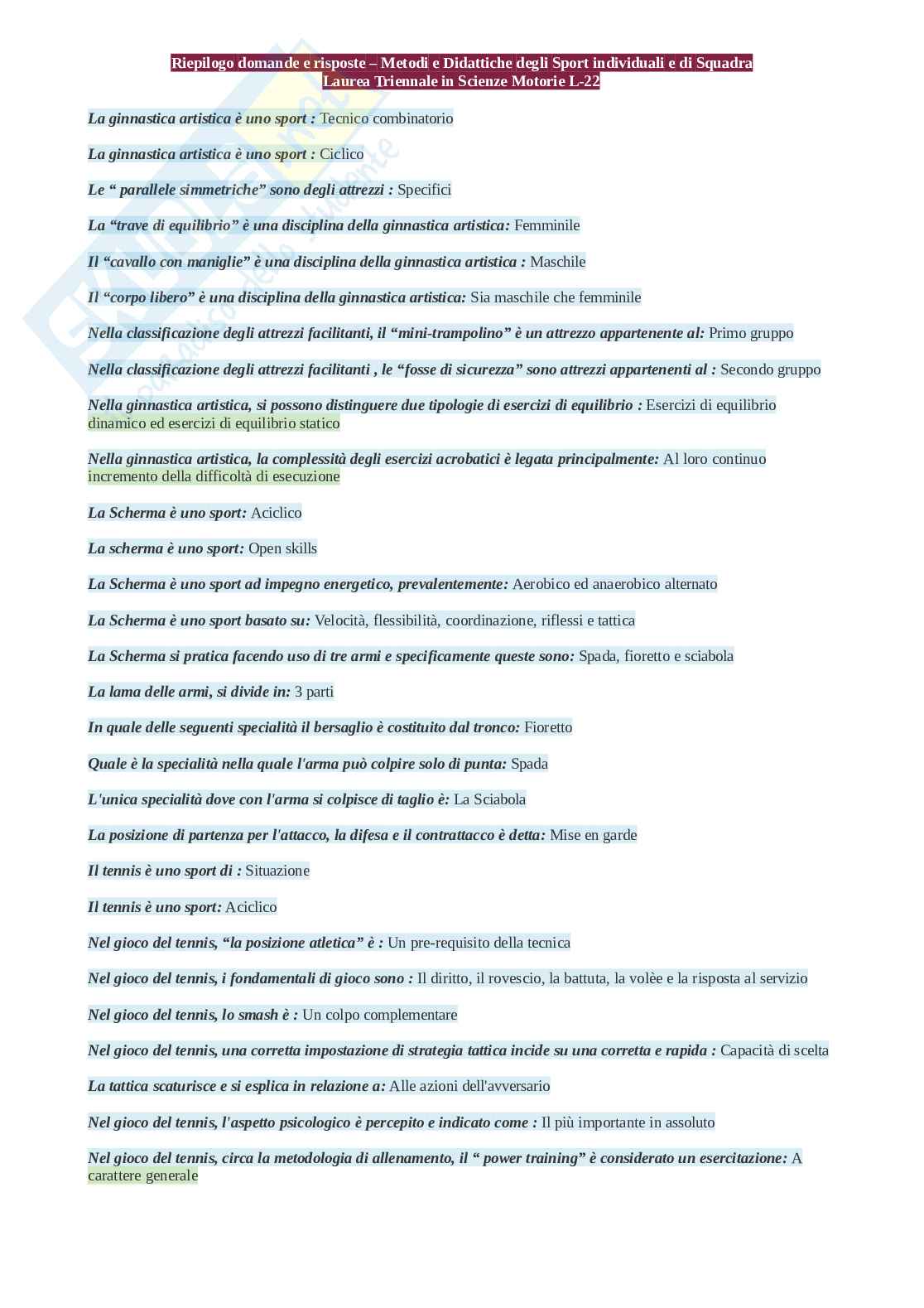 Paniere Metodi e didattiche degli sport individuali e di squadra, aggiornato e completo + Extra. In ordine Pag. 11