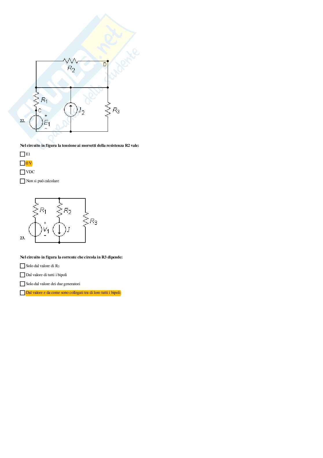 Elettrotecnica – Preparazione esame – Paniere completo risposte chiuse (248) – A.A. 2025/2026 Pag. 16