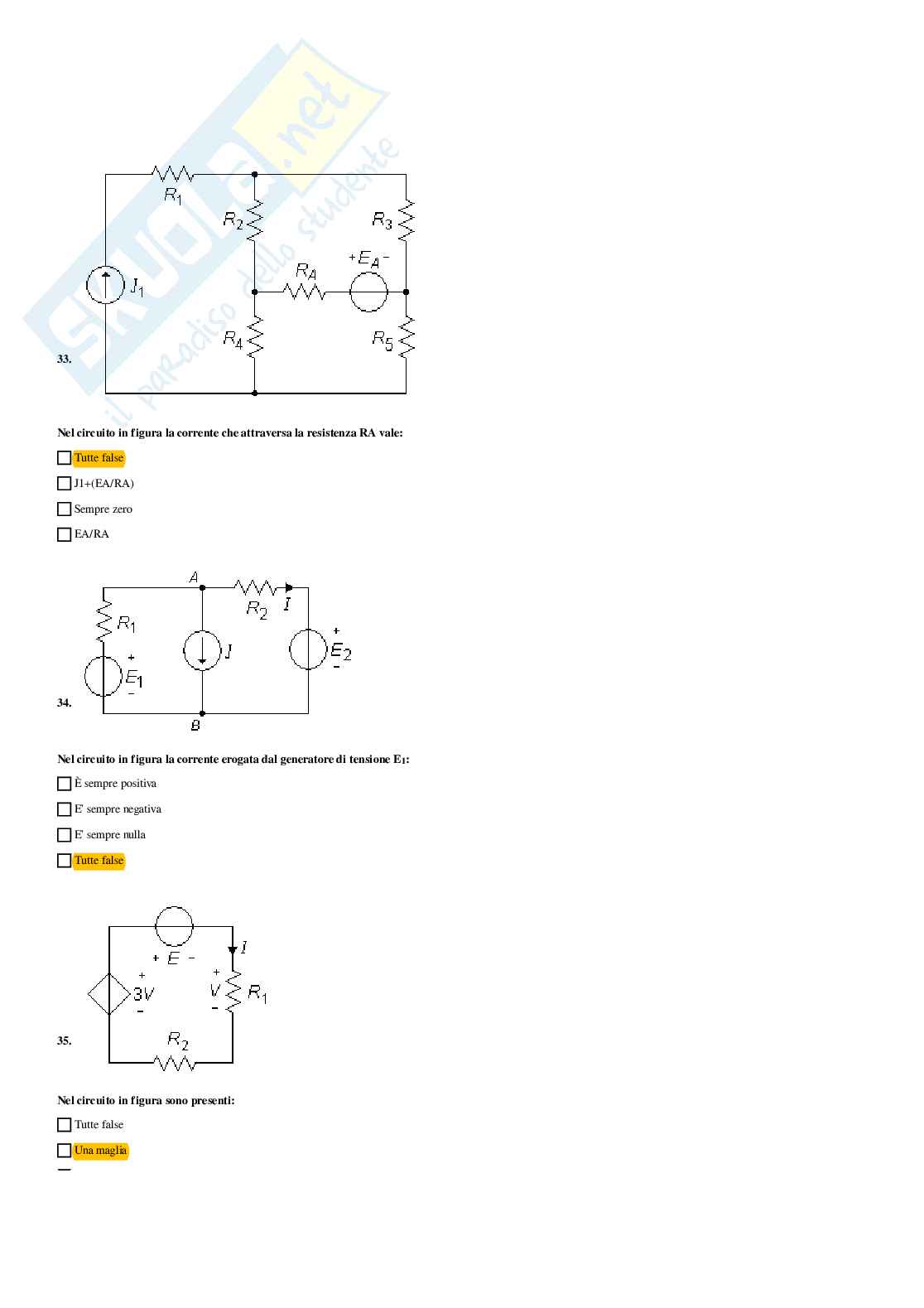 Elettrotecnica – Preparazione esame – Paniere completo risposte chiuse (248) – A.A. 2025/2026 Pag. 21