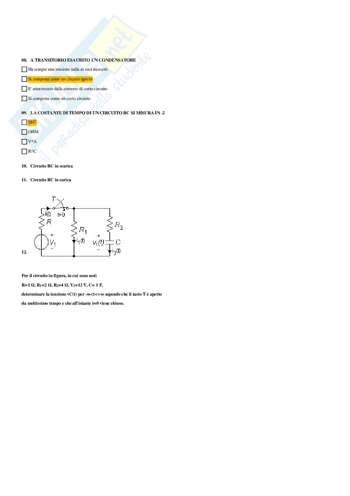 Elettrotecnica – Preparazione esame – Paniere completo risposte chiuse (248) – A.A. 2025/2026 Pag. 71