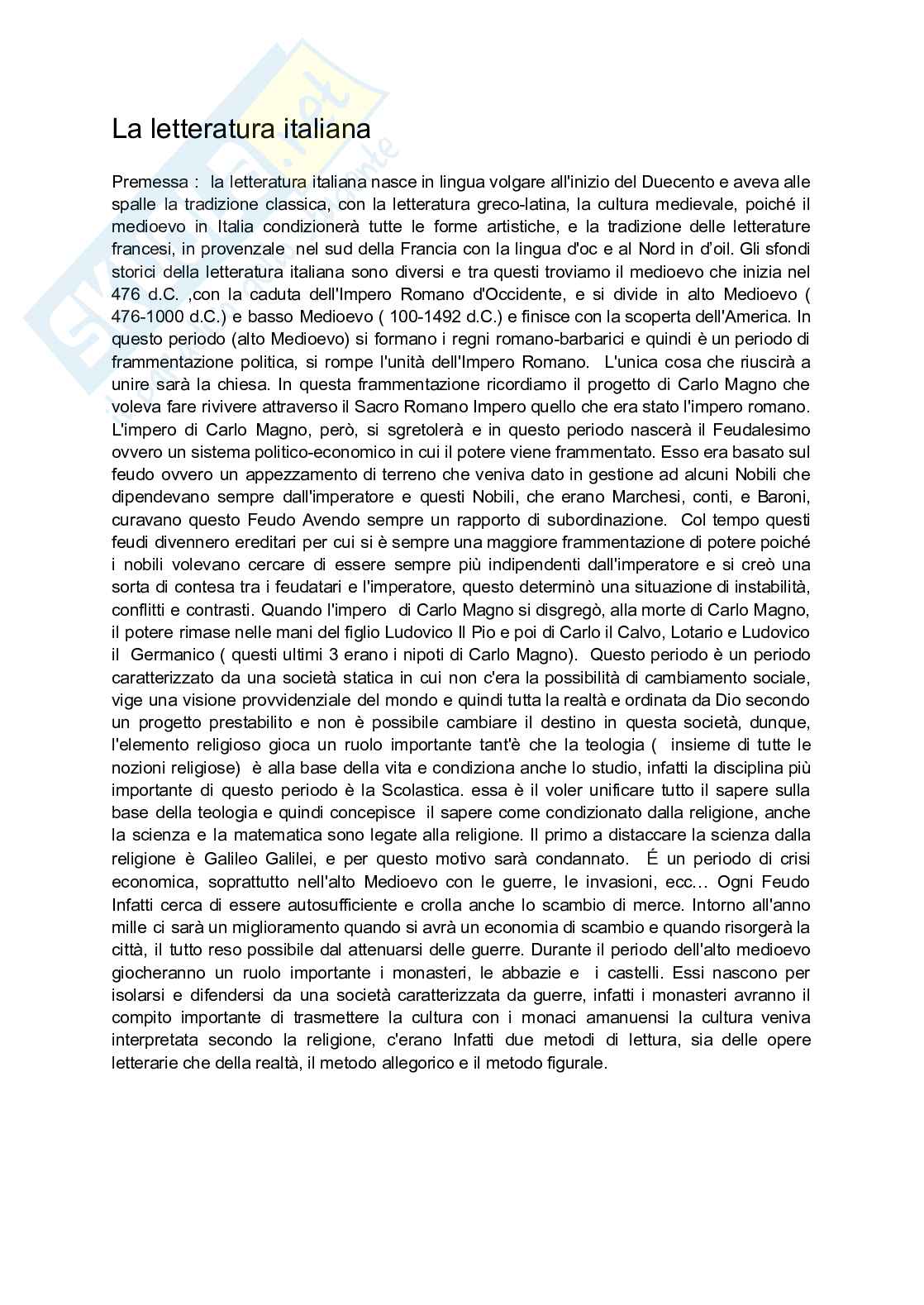 Letteratura italiana Pag. 1