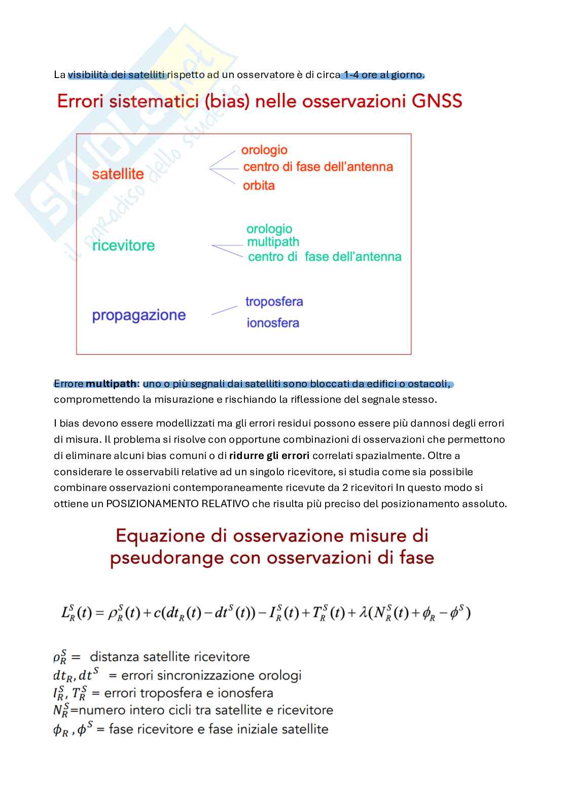 Schemi Topografia e trattamento delle osservazioni Pag. 36