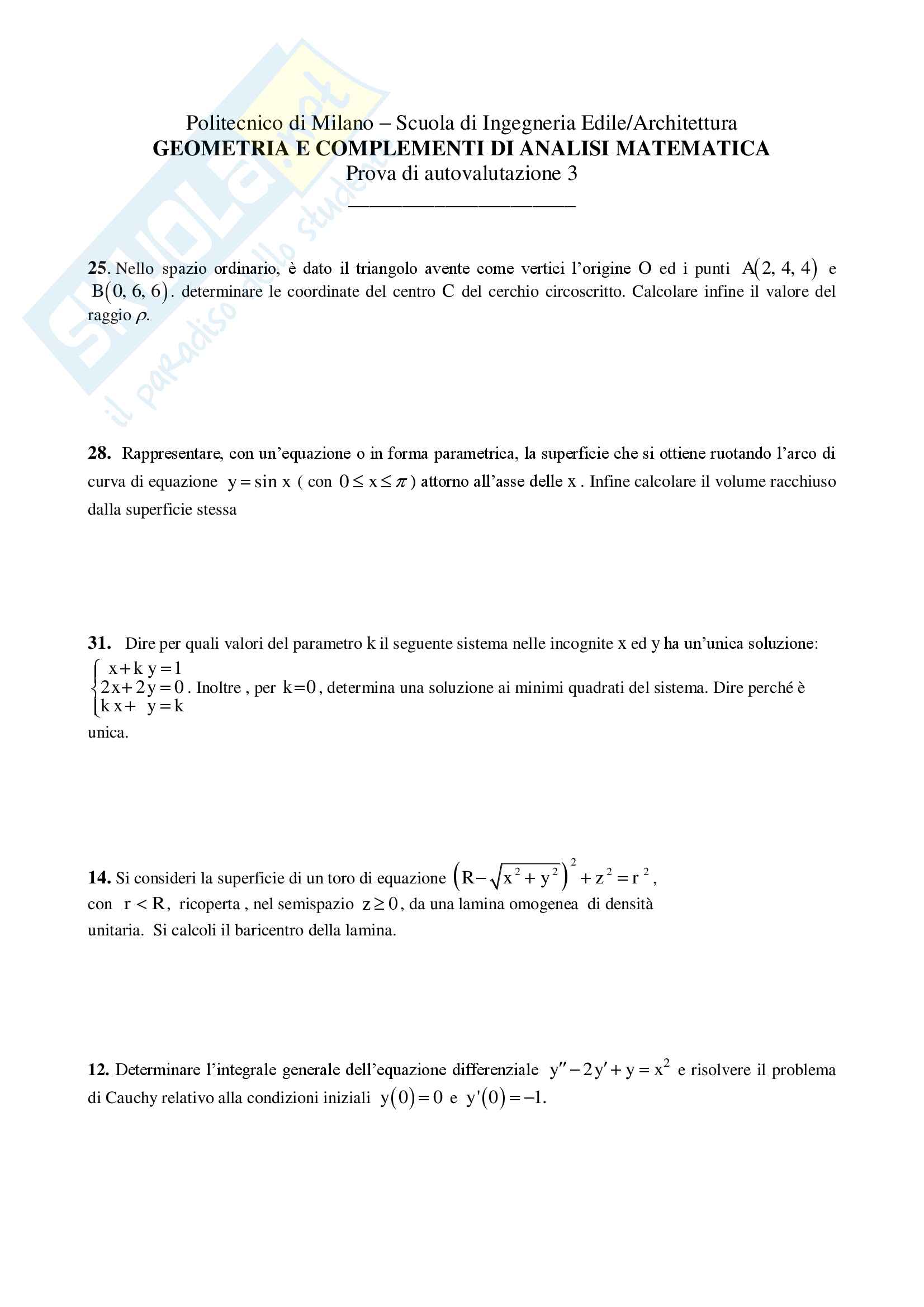 Analisi Matematica 2 e Complementi di Algebra Lineare - Temi d'Esame svolti Pag. 26