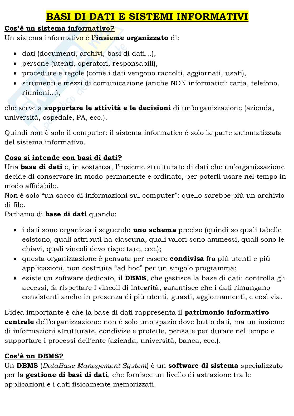 Appunti Basi di dati e sistemi informativi Pag. 1