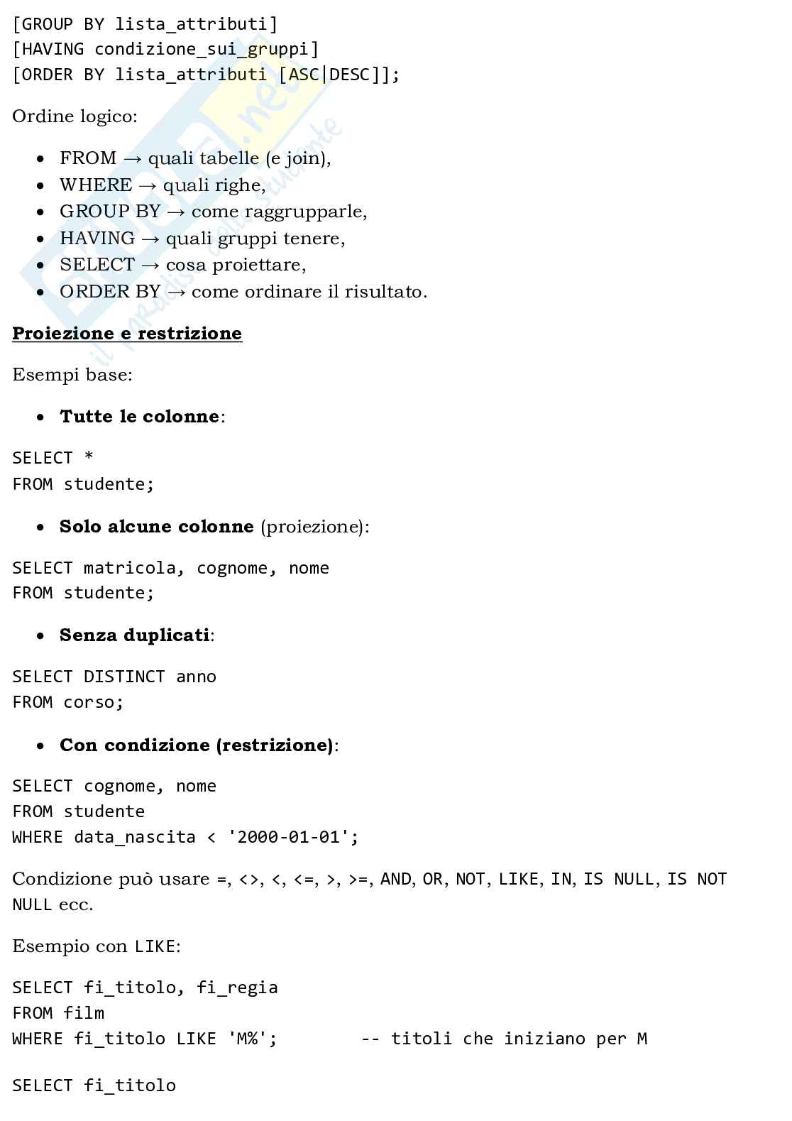 Appunti Basi di dati e sistemi informativi Pag. 16