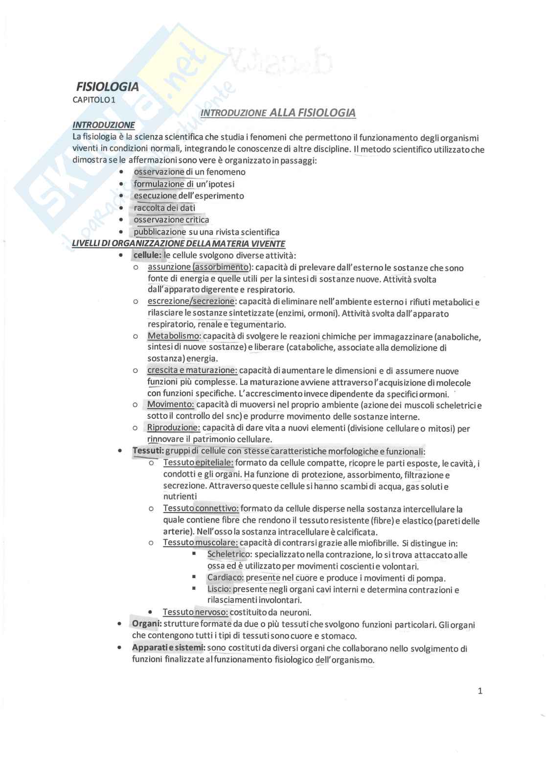 Presentazione alla fisiologia Pag. 1