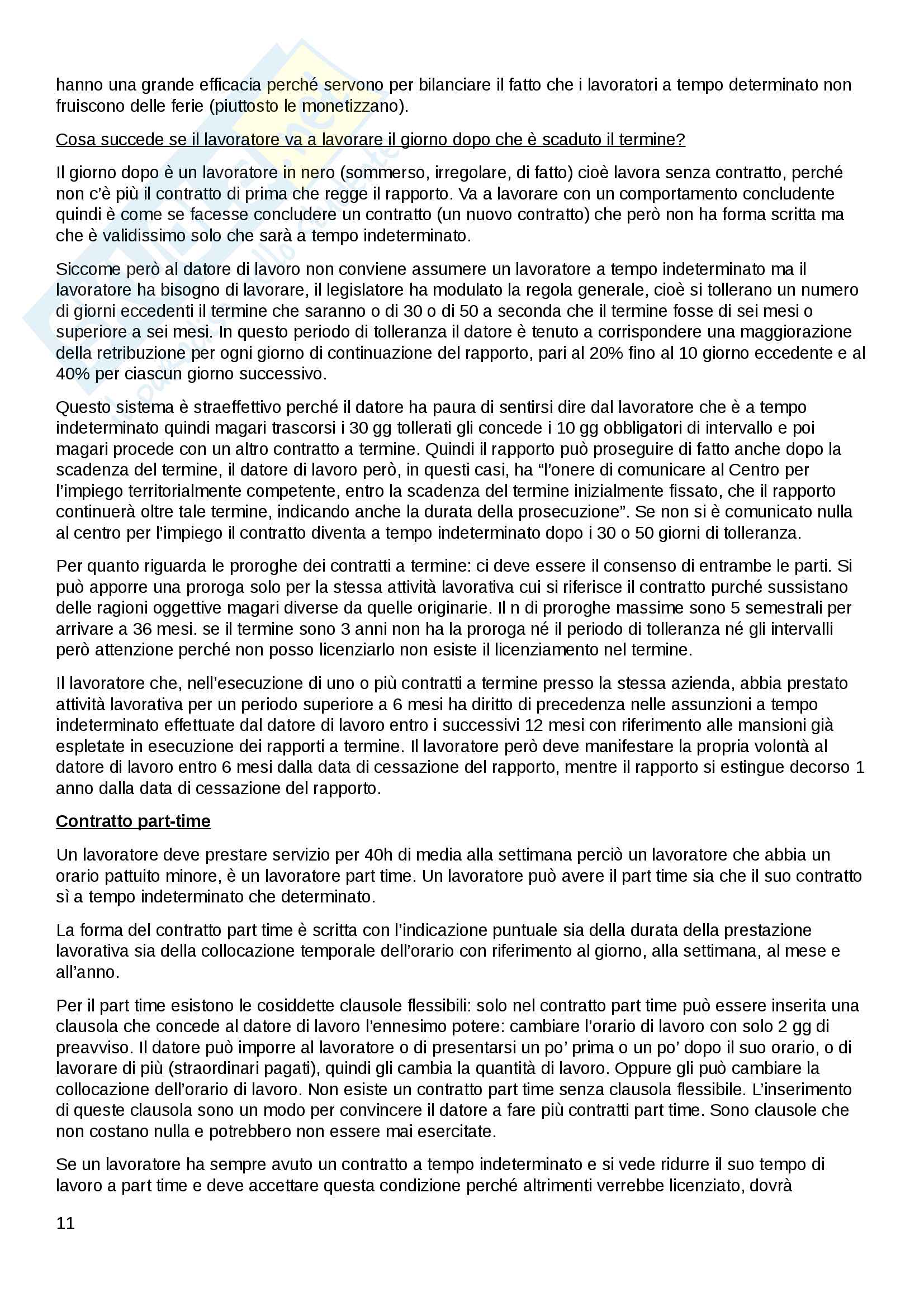 Riassunto esame "Diritto del Lavoro", Prof. Occhino Antonella, Libro consigliato"Diritto del lavoro, Vol. II - Il rapporto di lavoro subordinato", Carinci, De Luca Tamajo, Tosi, Treu - Parte 4 Pag. 11