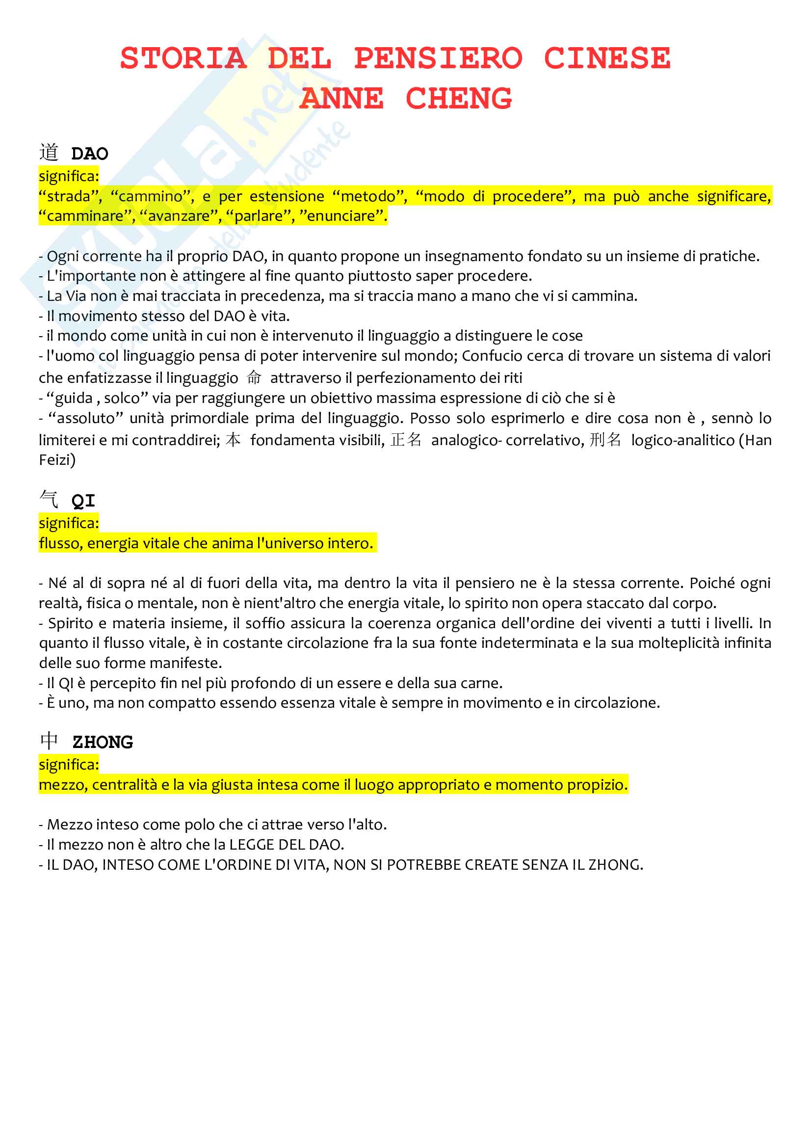 Storia della filosofia e delle religioni della Cina 1 Pag. 1
