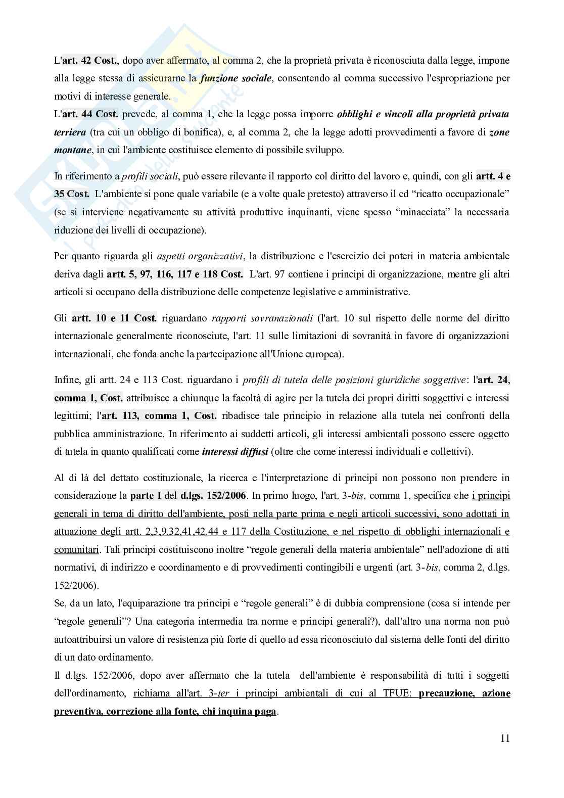 Riassunto esame Diritto dell'ambiente, Prof. Troise Mangoni Wladimiro, libro consigliato Diritto dell'ambiente, Lugaresi  Pag. 11