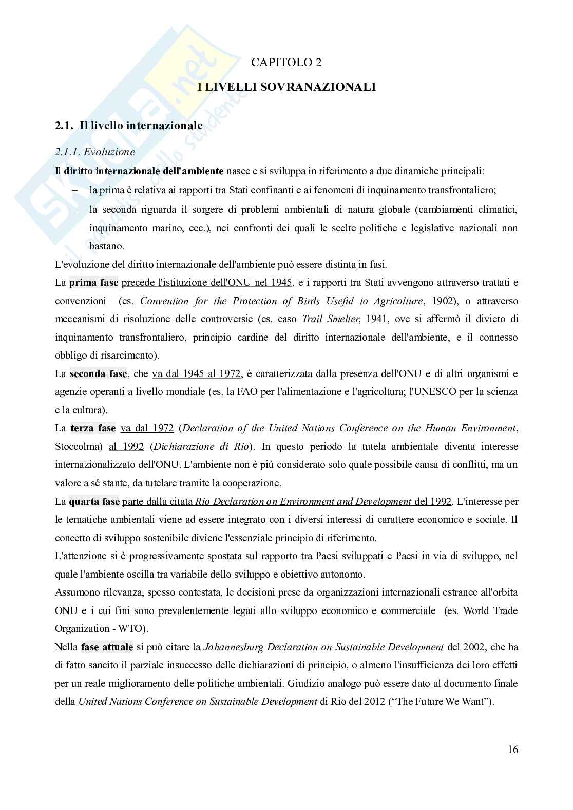 Riassunto esame Diritto dell'ambiente, Prof. Troise Mangoni Wladimiro, libro consigliato Diritto dell'ambiente, Lugaresi  Pag. 16