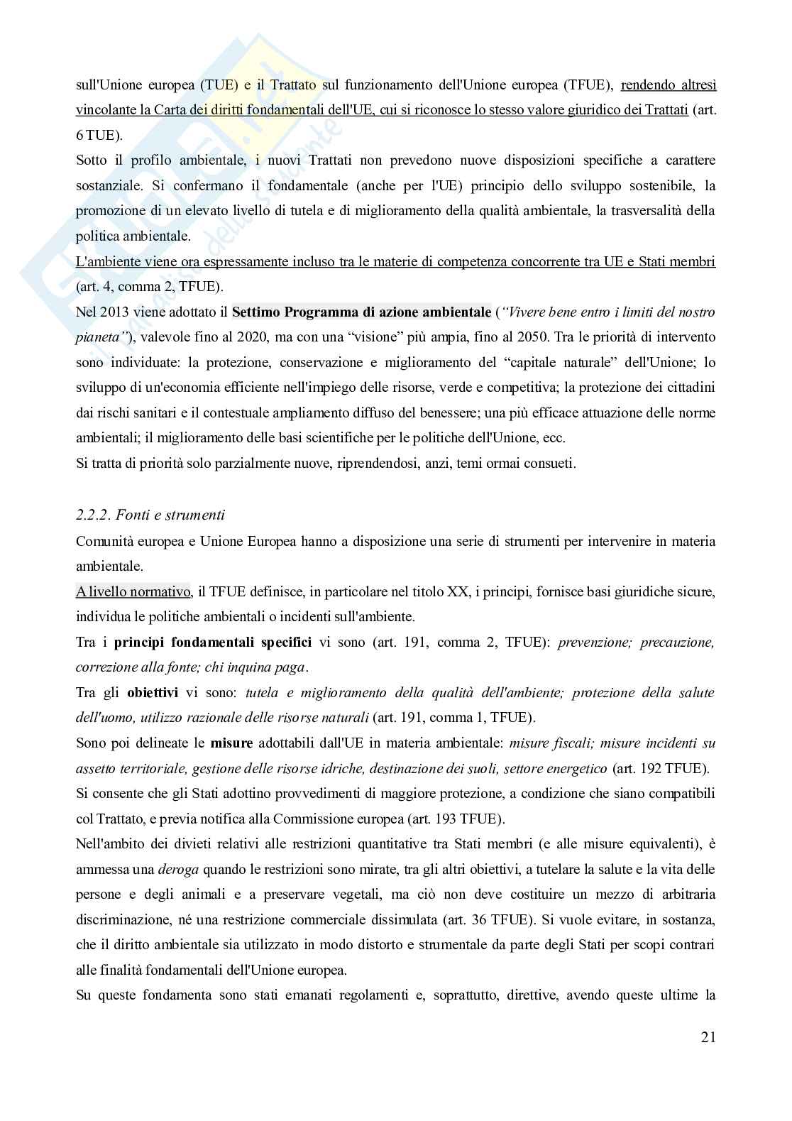 Riassunto esame Diritto dell'ambiente, Prof. Troise Mangoni Wladimiro, libro consigliato Diritto dell'ambiente, Lugaresi  Pag. 21