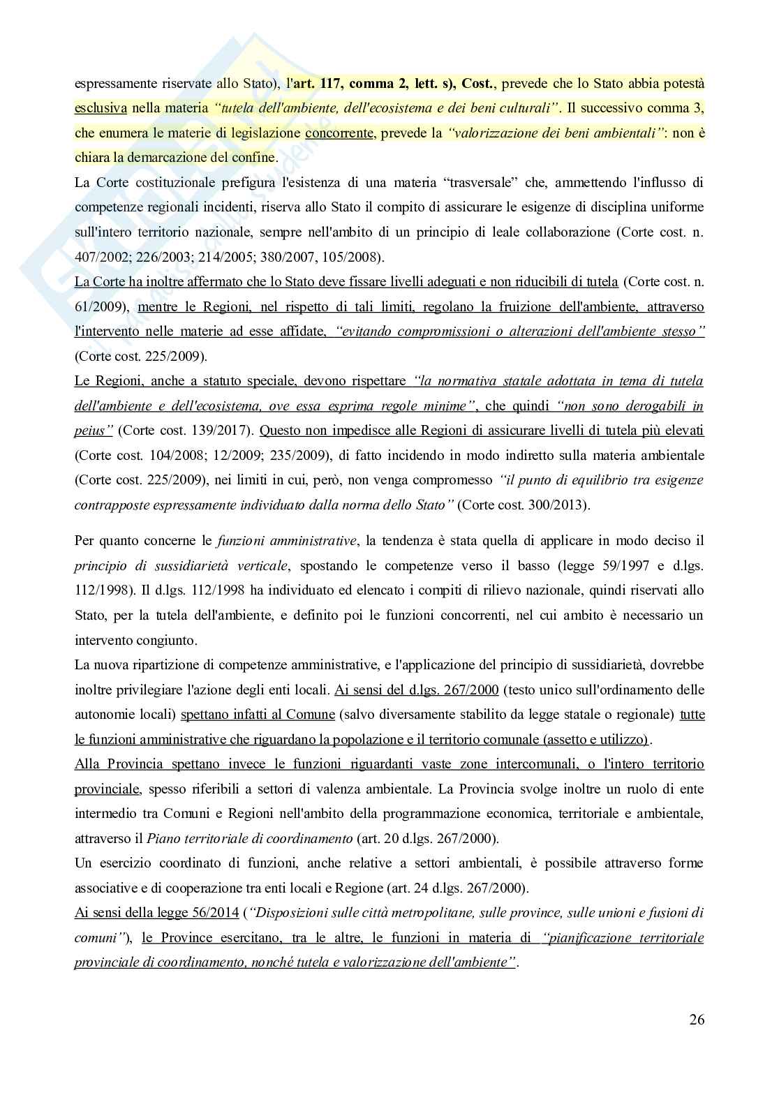 Riassunto esame Diritto dell'ambiente, Prof. Troise Mangoni Wladimiro, libro consigliato Diritto dell'ambiente, Lugaresi  Pag. 26