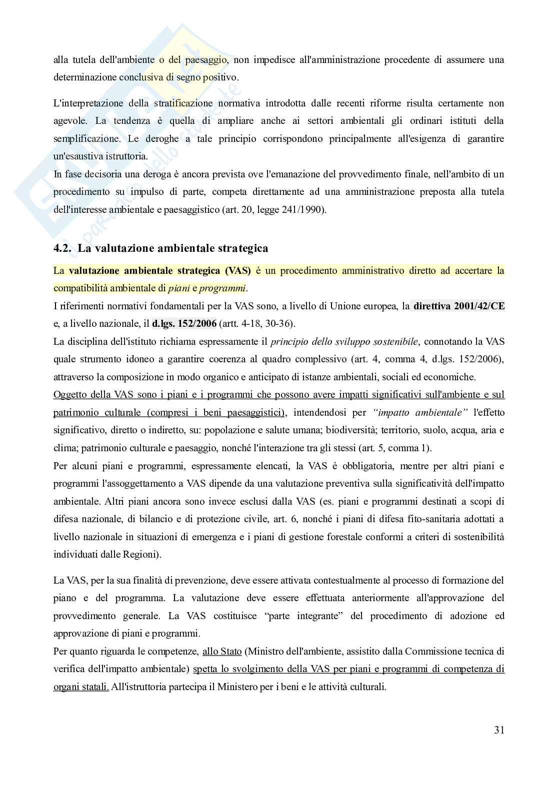 Riassunto esame Diritto dell'ambiente, Prof. Troise Mangoni Wladimiro, libro consigliato Diritto dell'ambiente, Lugaresi  Pag. 31