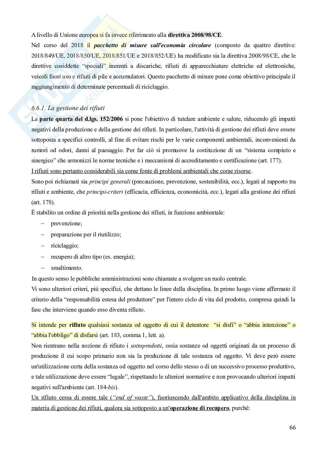 Riassunto esame Diritto dell'ambiente, Prof. Troise Mangoni Wladimiro, libro consigliato Diritto dell'ambiente, Lugaresi  Pag. 66