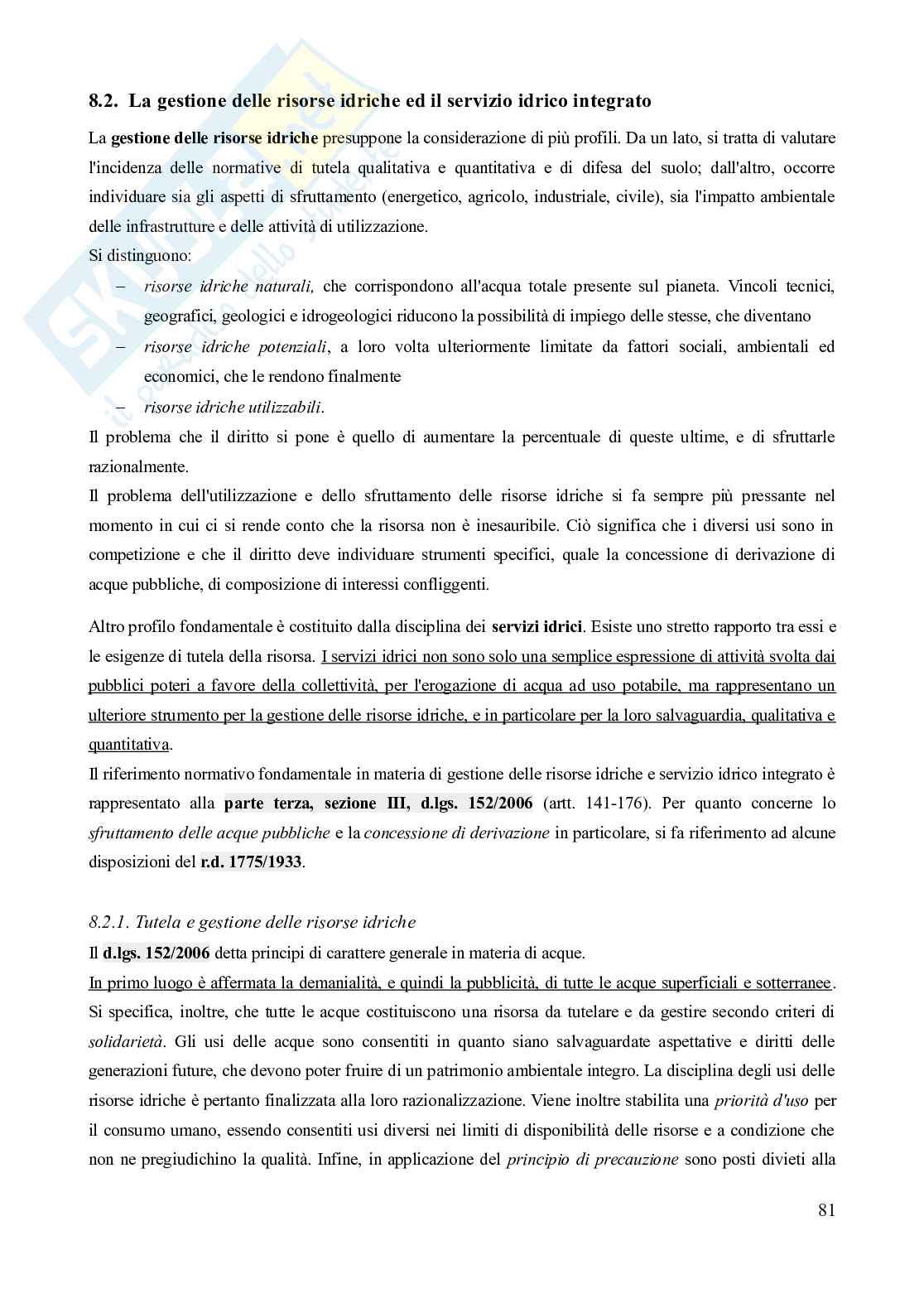 Riassunto esame Diritto dell'ambiente, Prof. Troise Mangoni Wladimiro, libro consigliato Diritto dell'ambiente, Lugaresi  Pag. 81