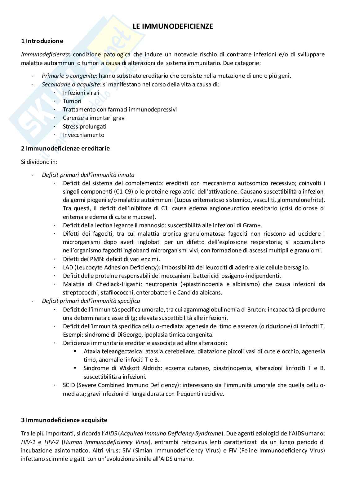 Immunodeficienze Pag. 1