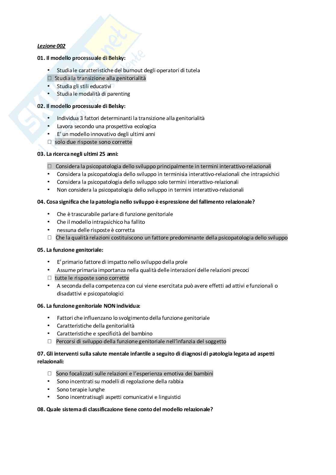 Risposte domande chiuse Dinamiche relazionali e rischio evolutivo aggiornate 2025  Pag. 2