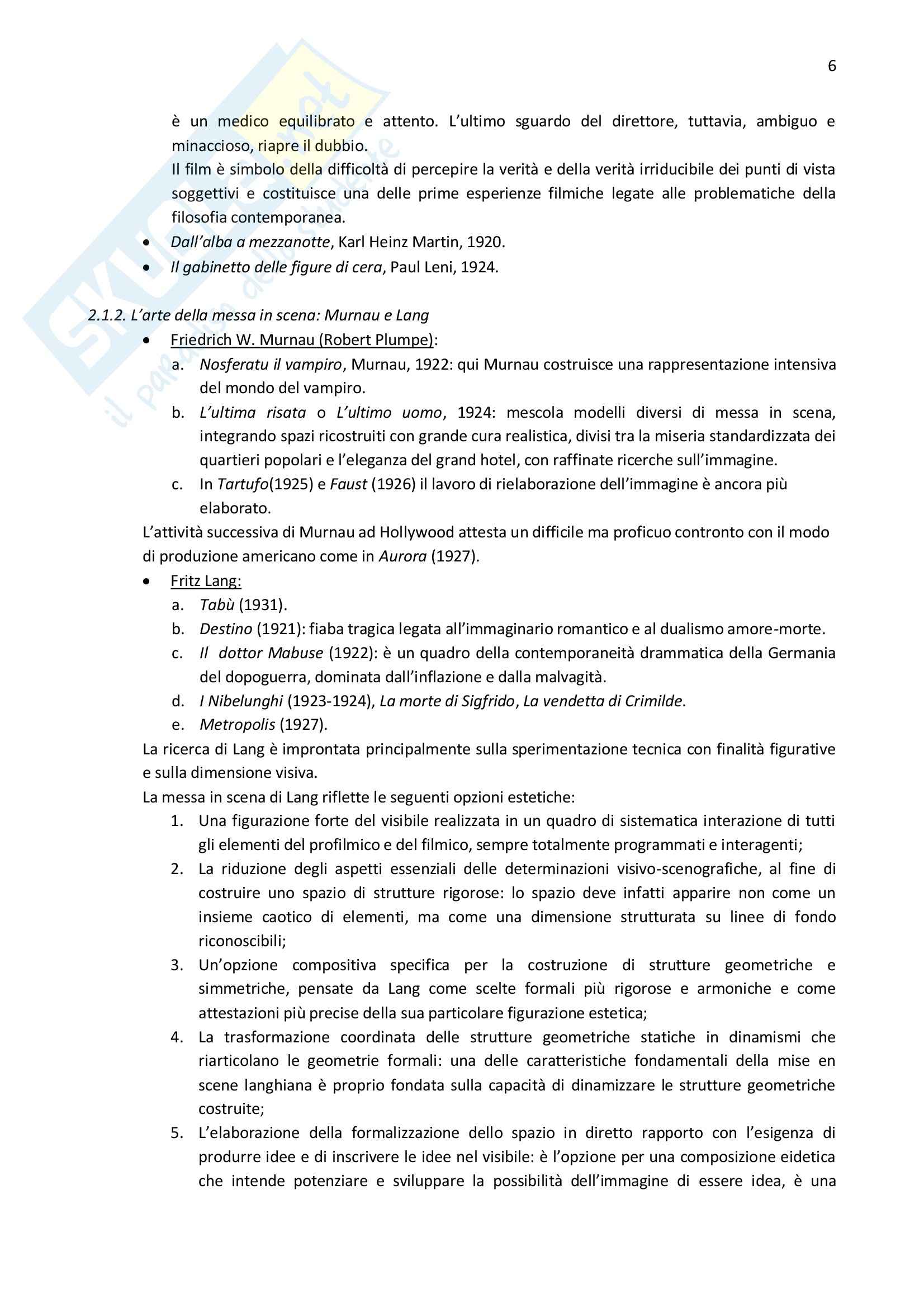 Riassunto esame Cinema, prof. Pesce, libro consigliato Introduzione alla storia del cinema, Bertetto Pag. 6