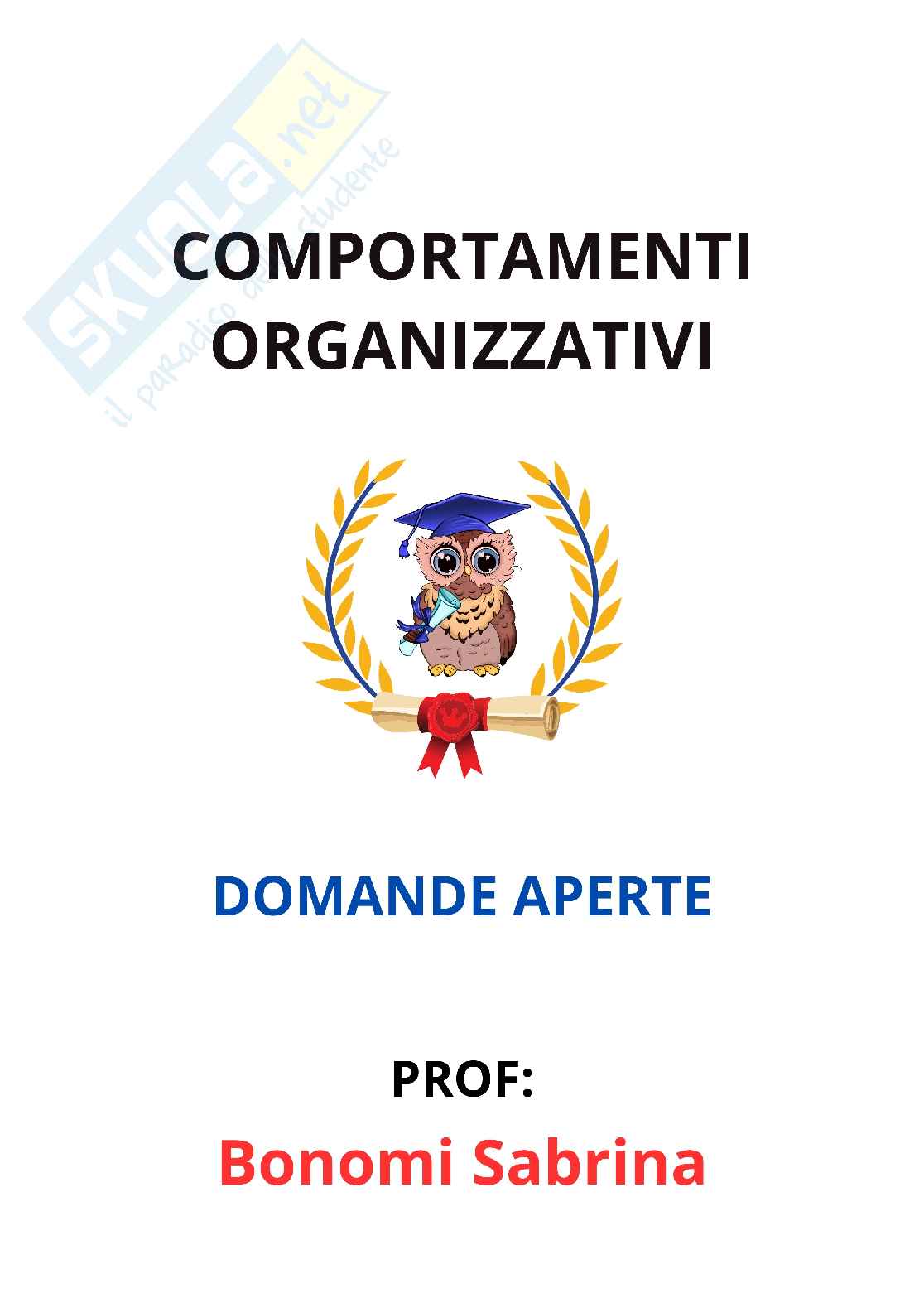 Paniere Comportamenti organizzativi - Risposte aperte - aggiornato (2025) Pag. 1