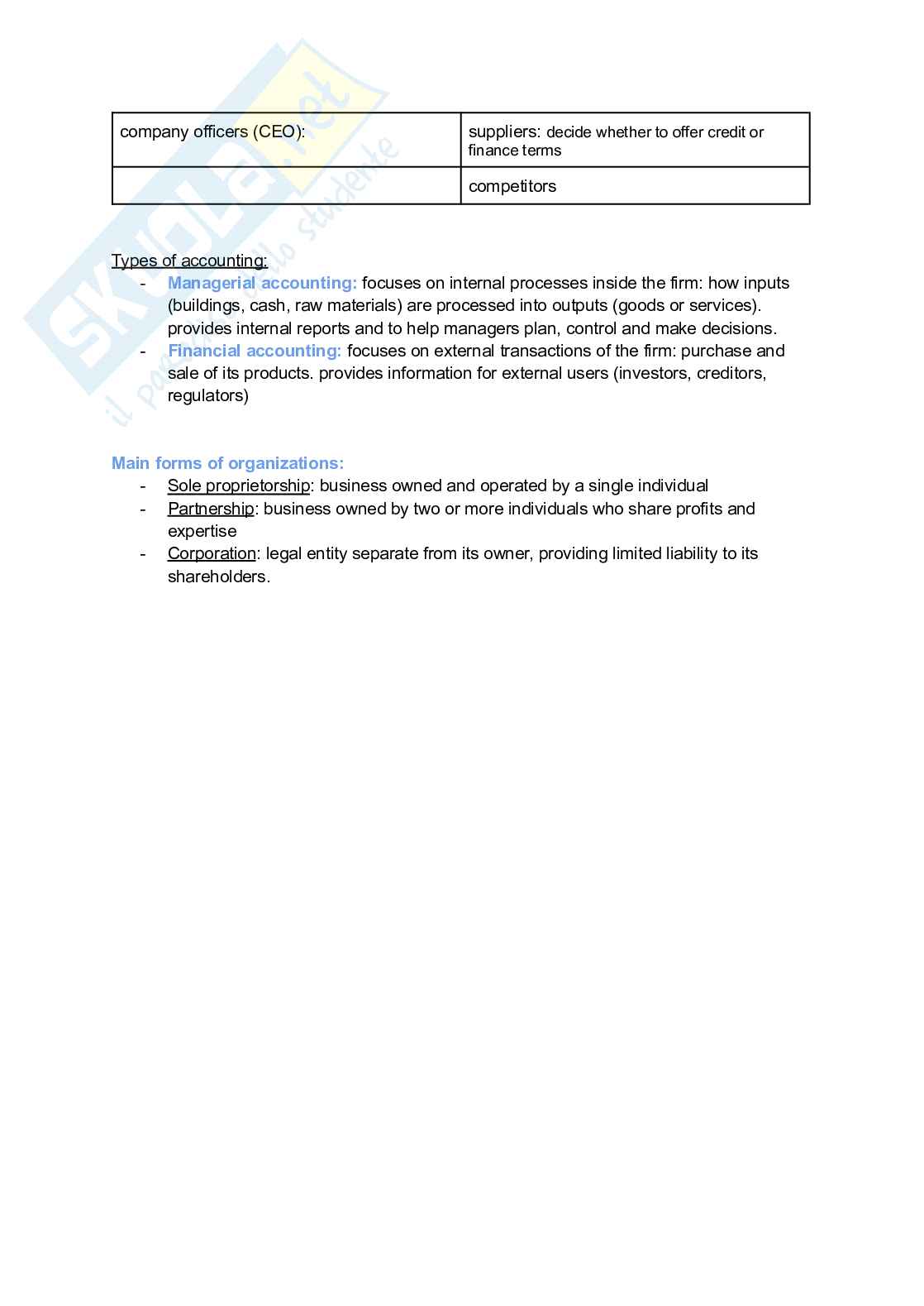 Riassunto esame Accounting, Prof. Tettamanzi Patrizia, libro consigliato Basic Accounting, how to prepare and analyze financial statements, Tettamanzi, Blandano, Goodman Pag. 2