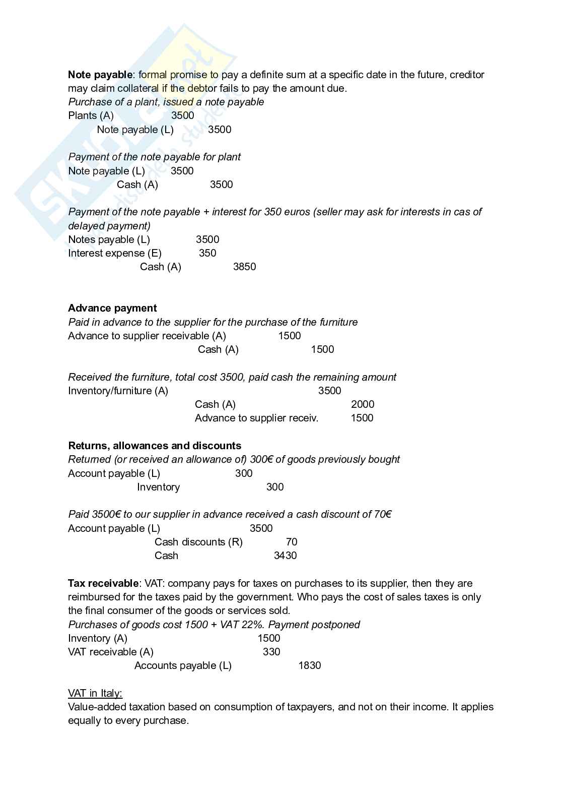 Riassunto esame Accounting, Prof. Tettamanzi Patrizia, libro consigliato Basic Accounting, how to prepare and analyze financial statements, Tettamanzi, Blandano, Goodman Pag. 21