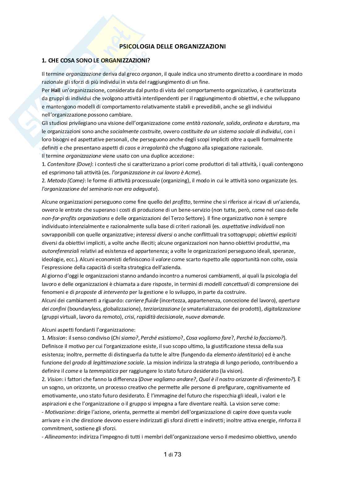 Appunti Psicologia delle organizzazioni Pag. 1
