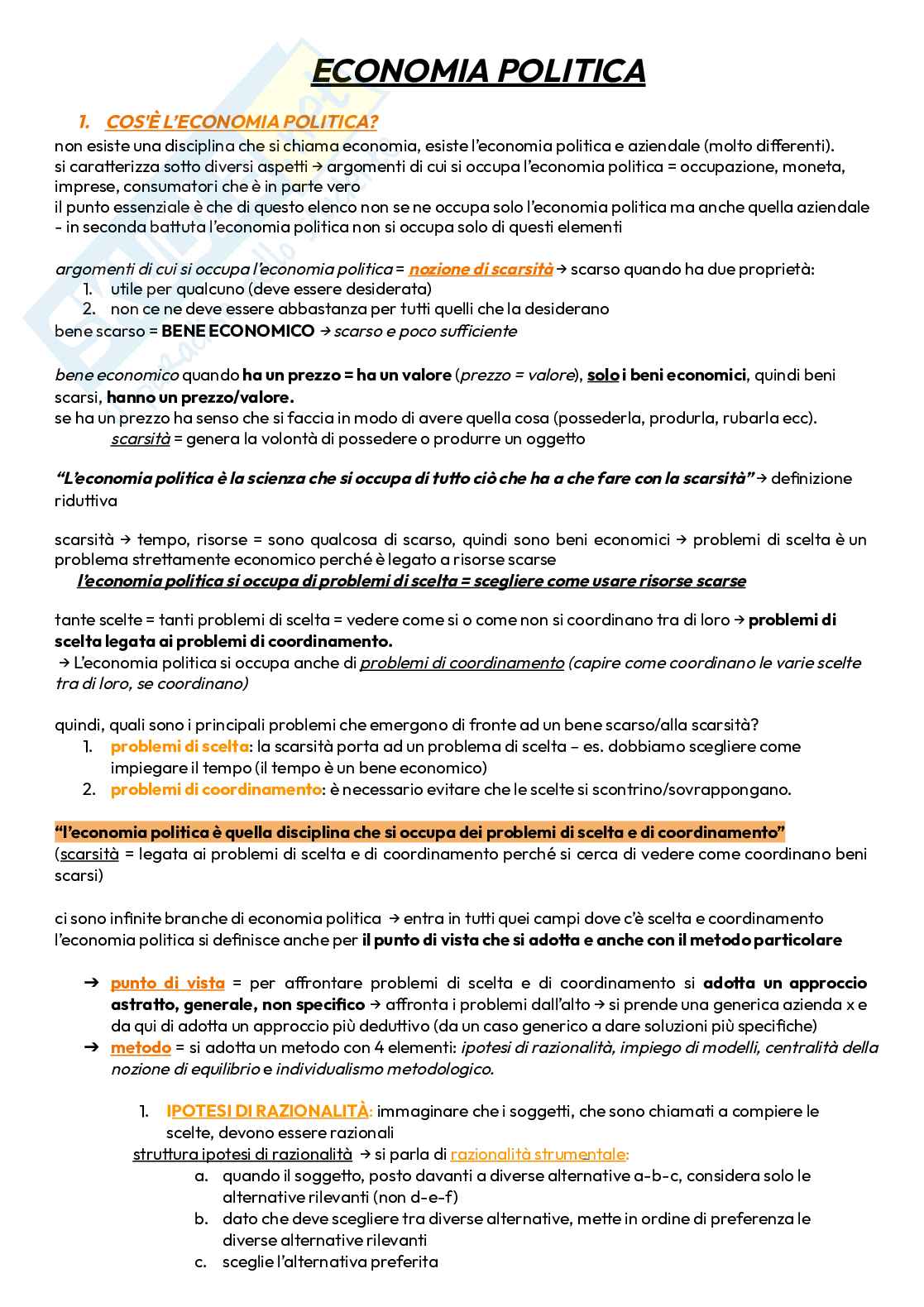Appunti di Economia politica Pag. 1