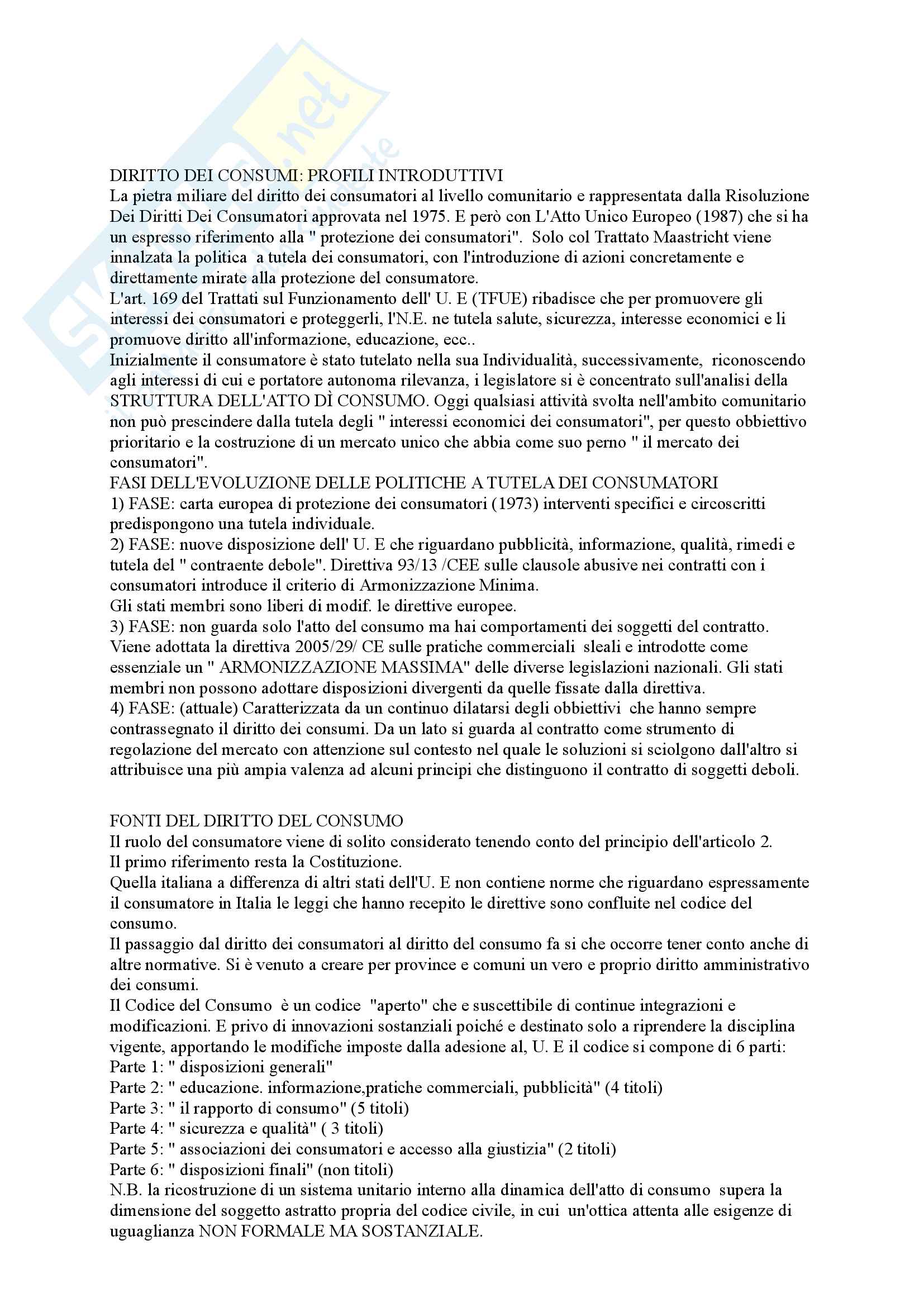 Diritto dei consumi Pag. 1