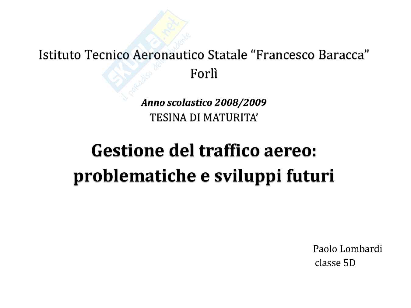 gestione del traffico aereo Pag. 1