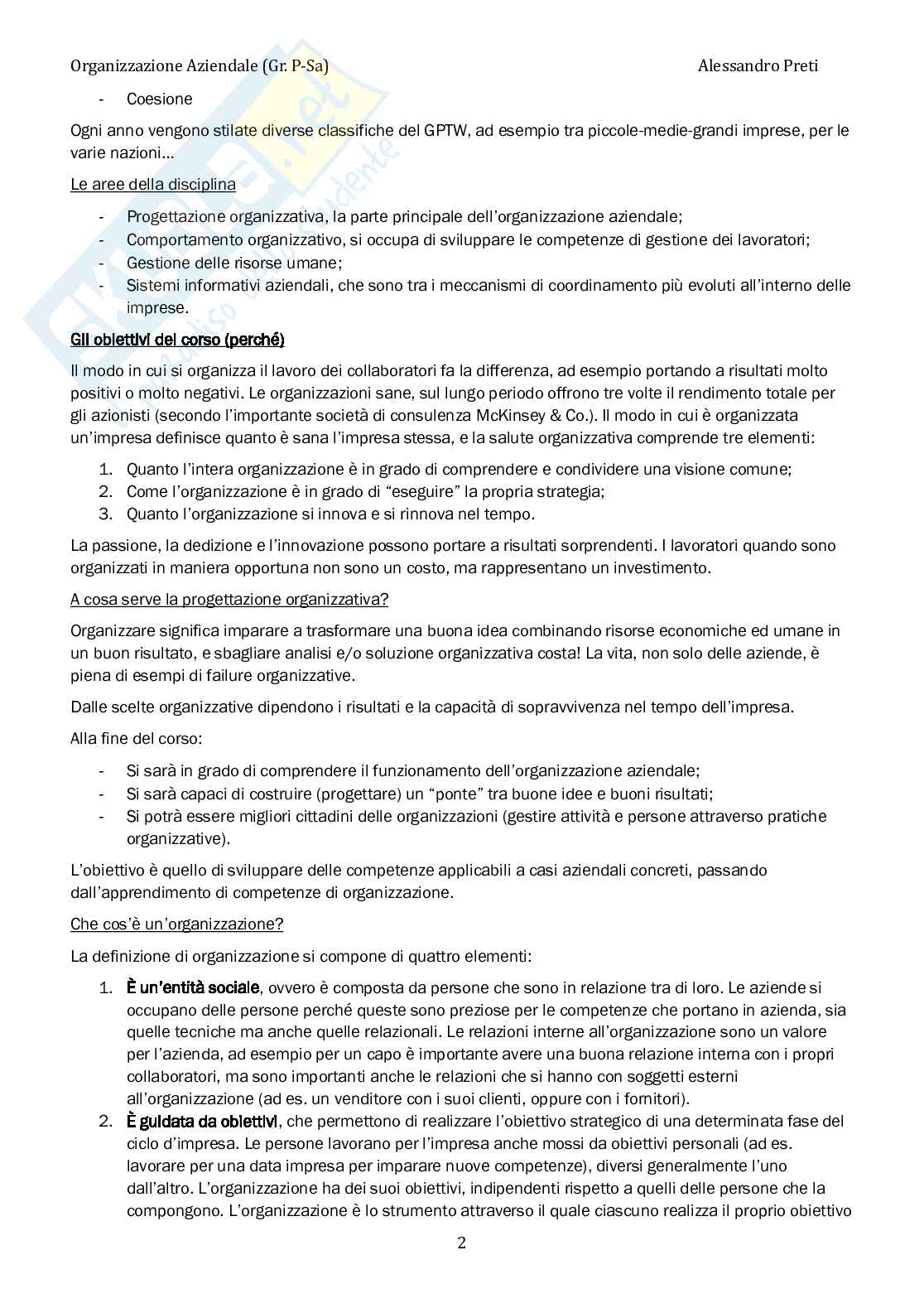 Organizzazione aziendale – Appunti completi, 120 pagine Pag. 2