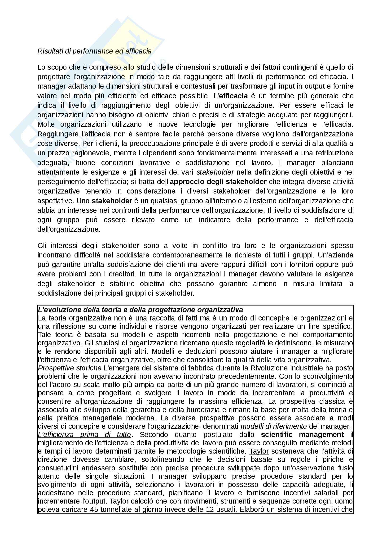 Riassunto esame Organizzazione Aziendale, prof. Manzolini, libro consigliato Organizzazione aziendale, Daft: prima parte Pag. 6