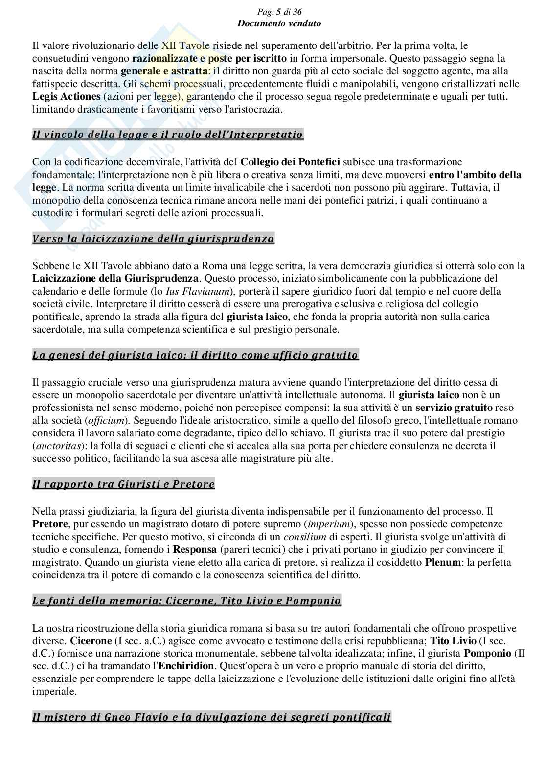 Riassunto esame Diritto romano, Prof. Frunzio Marina, libro consigliato Il metodo della giurisprudenza romana, Raggi Pag. 6