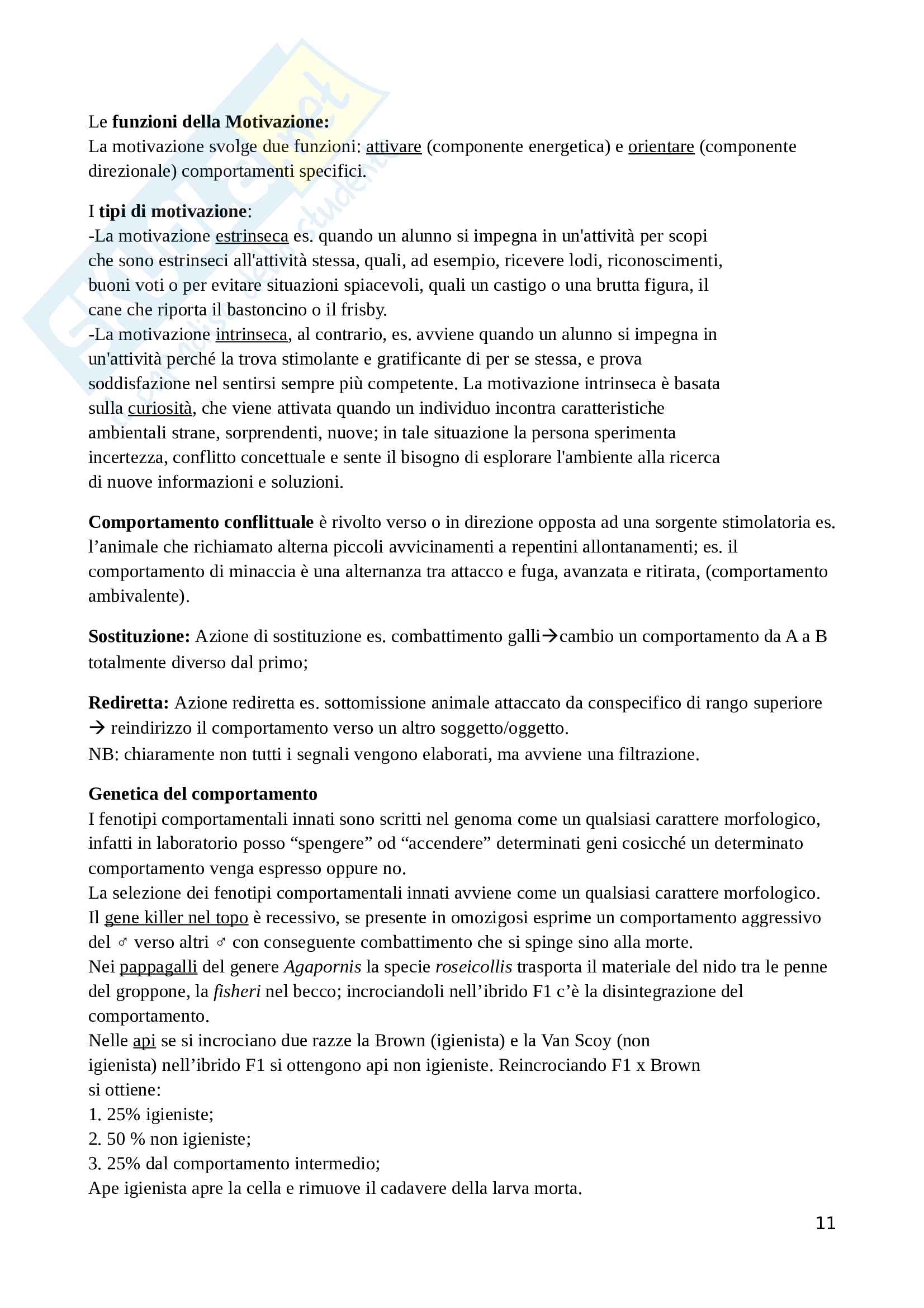Psicobiologia e psicologia animale Pag. 11