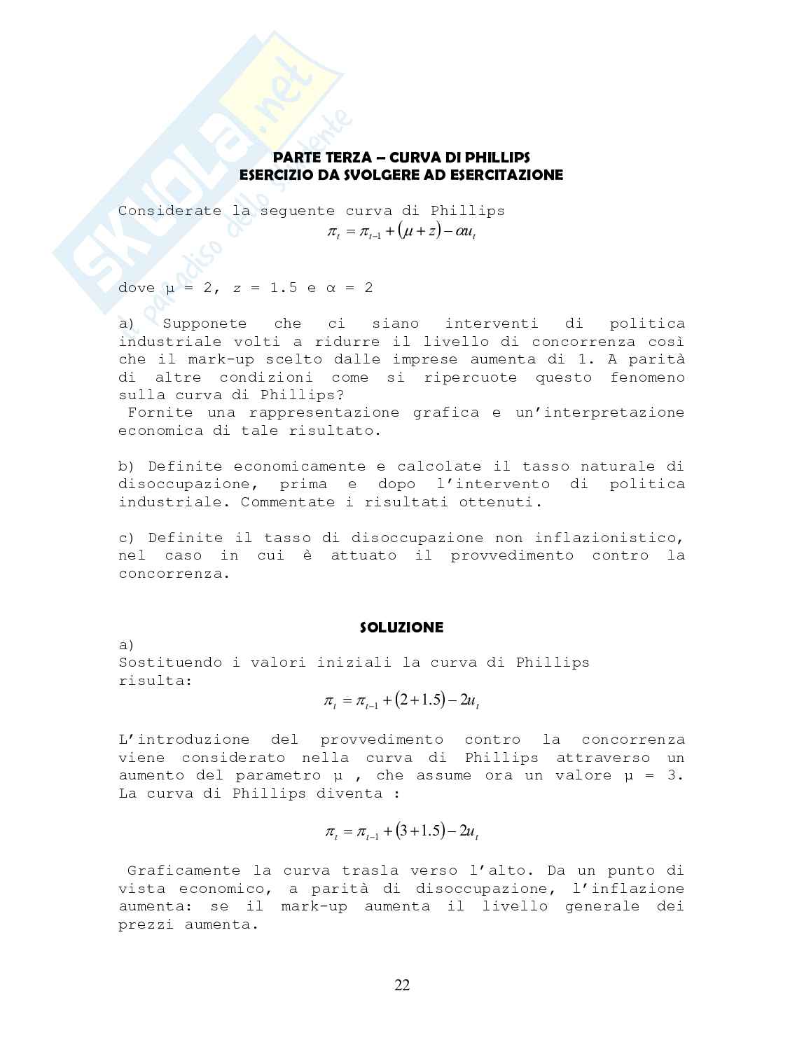Esercitazione Curva di Phillips Pag. 1