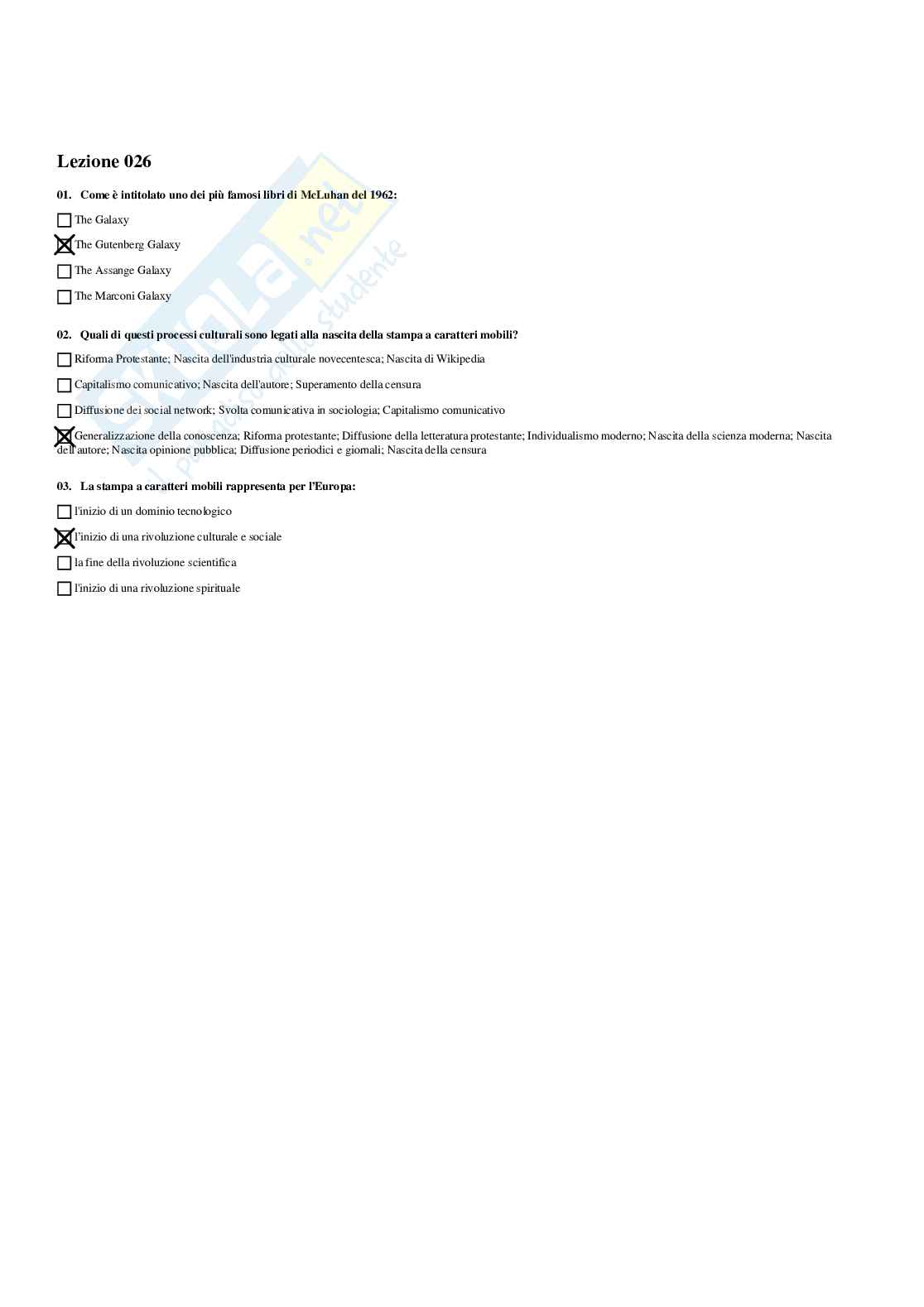 Paniere Sociologia della comunicazione e dell'informazione - Risposte multiple - aggiornato (2026) Pag. 31