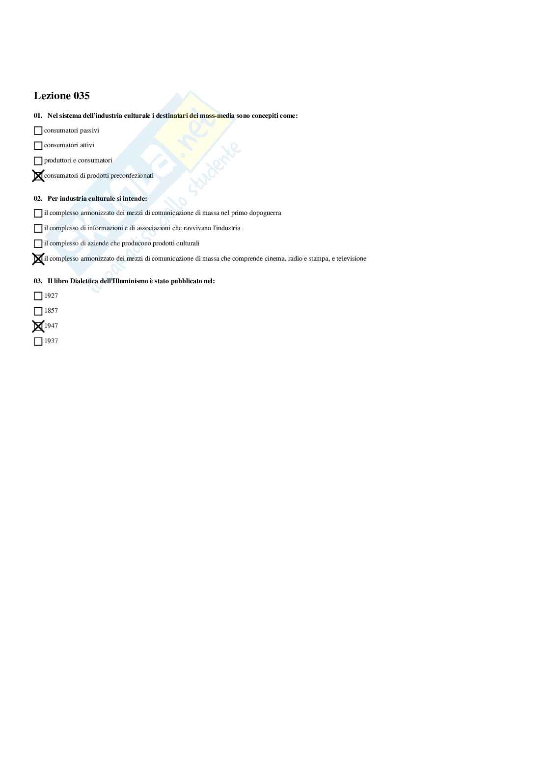 Paniere Sociologia della comunicazione e dell'informazione - Risposte multiple - aggiornato (2026) Pag. 41