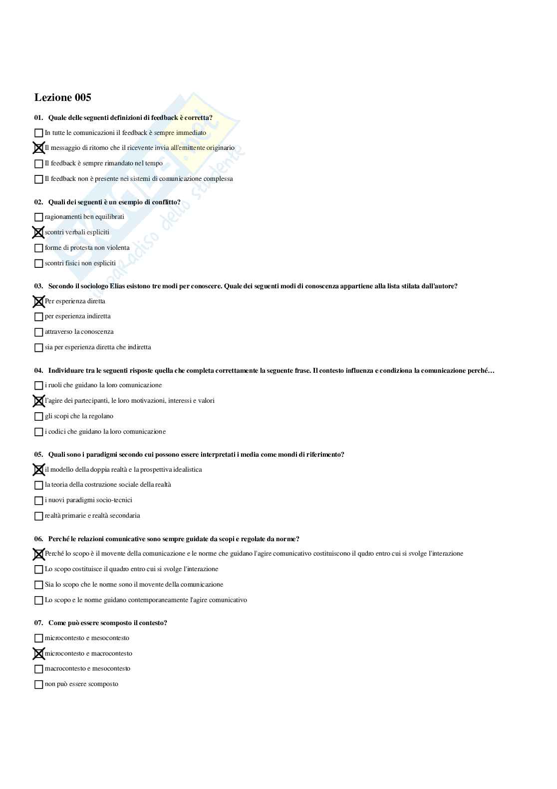 Paniere Sociologia della comunicazione e dell'informazione - Risposte multiple - aggiornato (2026) Pag. 6