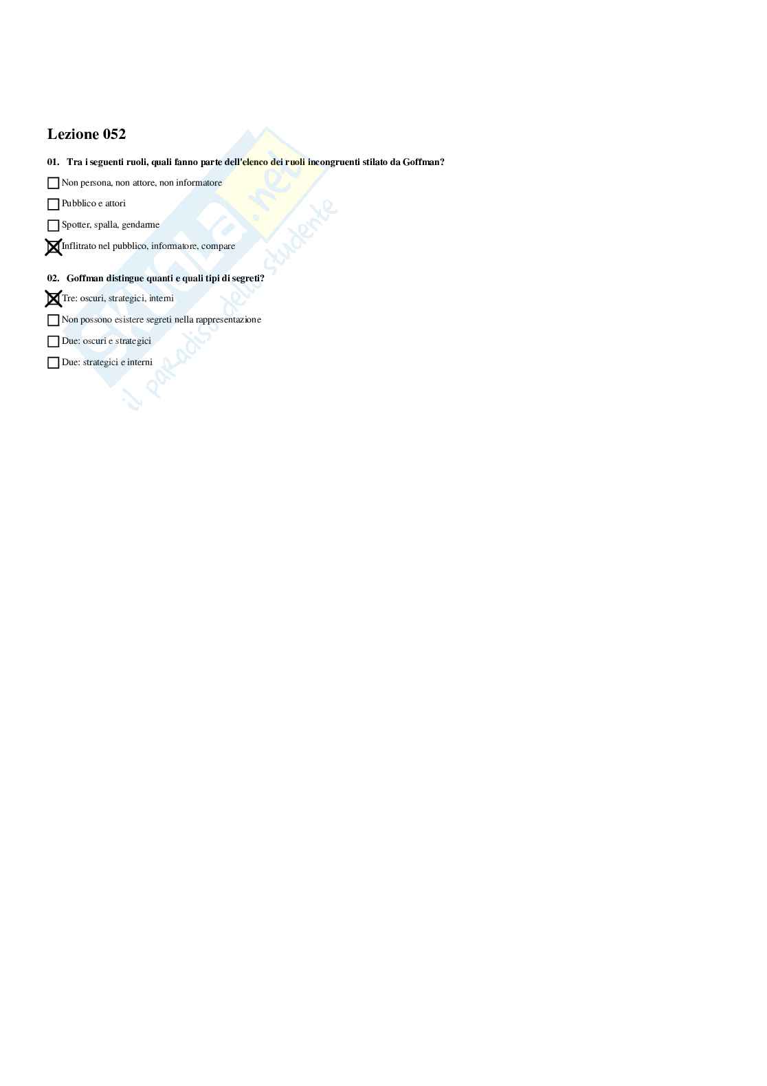 Paniere Sociologia della comunicazione e dell'informazione - Risposte multiple - aggiornato (2026) Pag. 61