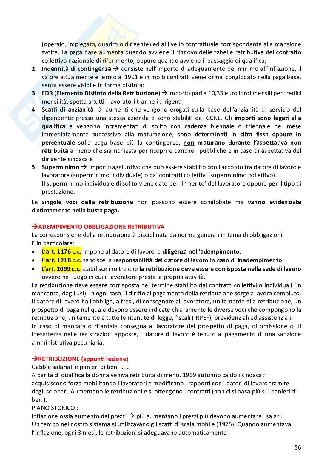 Riassunto esame Diritto del lavoro, Prof. Ballistreri Maurizio, libro consigliato Compendio di diritto del lavoro , Riva Pag. 56