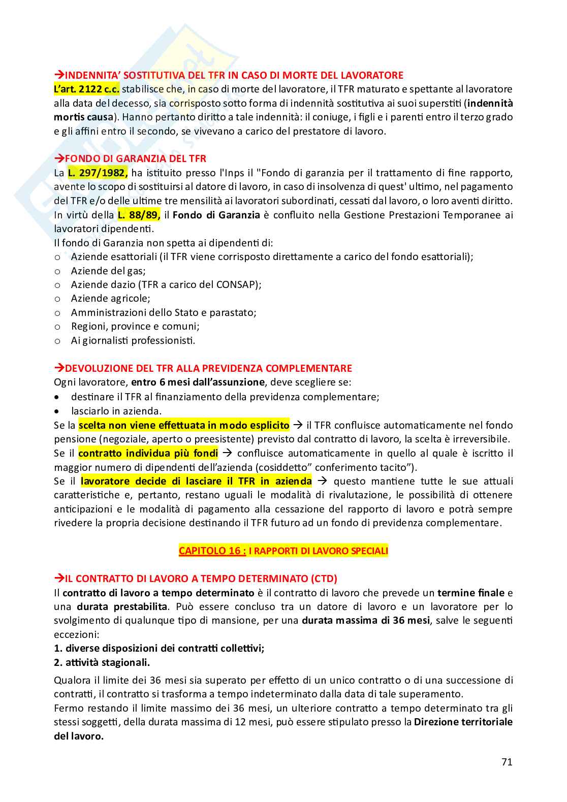 Riassunto esame Diritto del lavoro, Prof. Ballistreri Maurizio, libro consigliato Compendio di diritto del lavoro , Riva Pag. 71