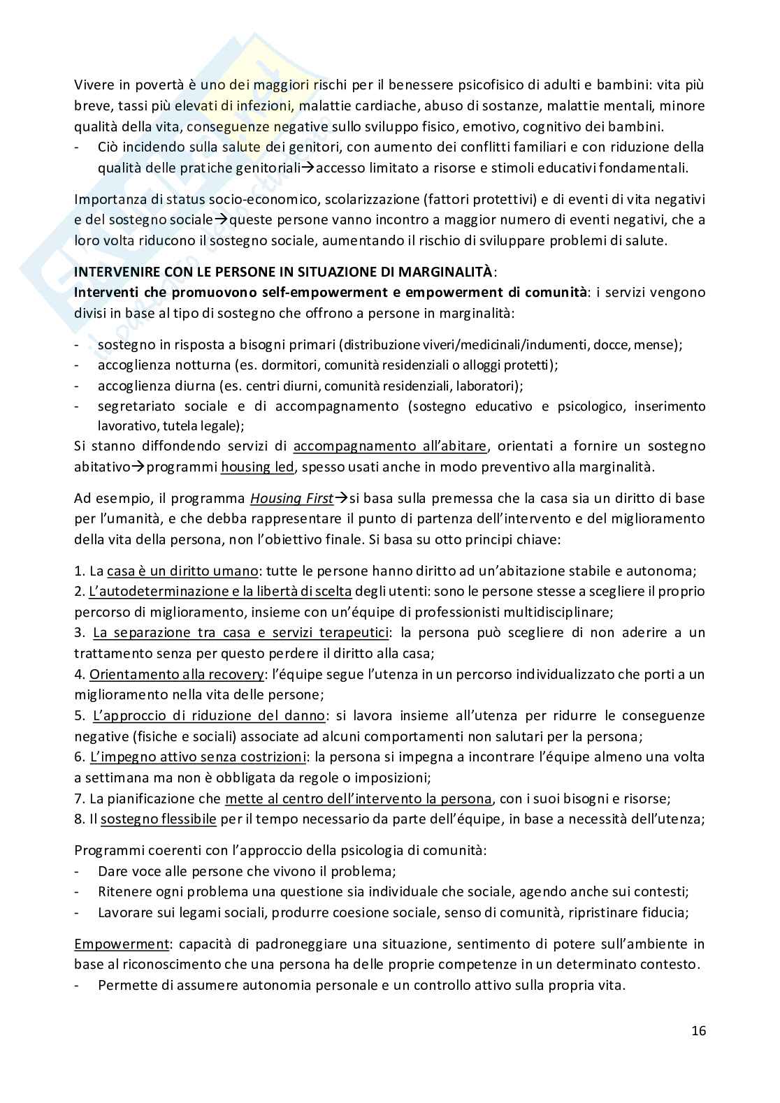 Riassunto esame Metodi di Intervento in Psicologia di Comunità, prof De Piccoli, libro consigliato Psicologia di comunità. Vol. 2: Metodologia, ricerca e intervento Pag. 16