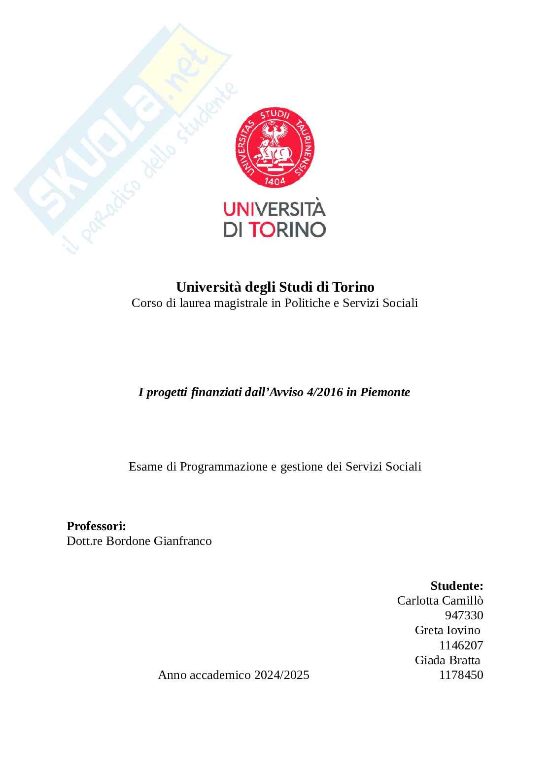 Relazione di programmazione dei servizi socioassistenziali Pag. 1