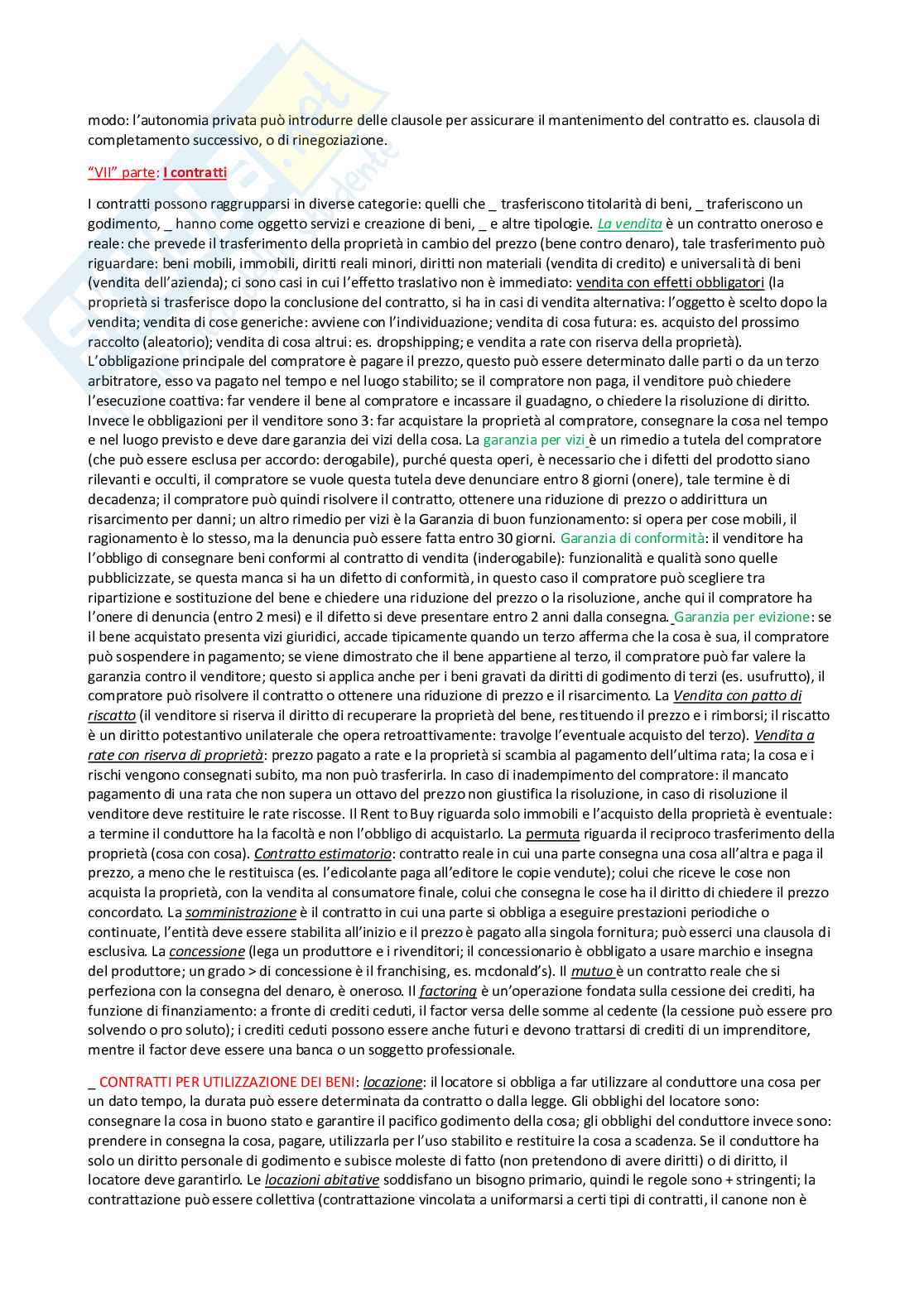 Riassunto esame Istituzioni di diritto privato, Prof. Bucelli Andrea, libro consigliato Istituzioni di diritto privato, Vincenzo Roppo Pag. 11