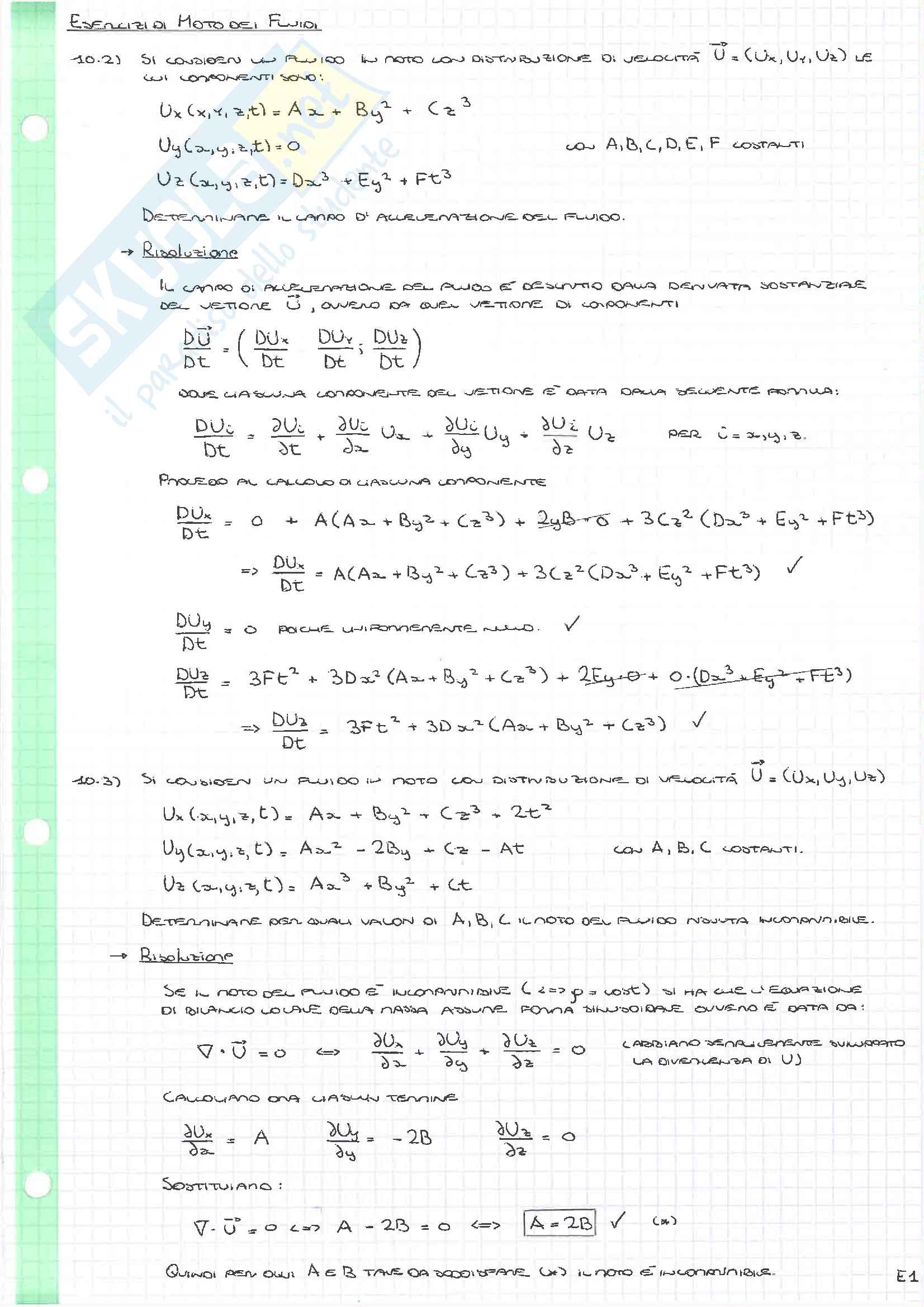 Moto dei Fluidi - Appunti ed Esercizi commentati - Primo modulo di Moto dei Fluidi e Termocinetica - Pag. 41
