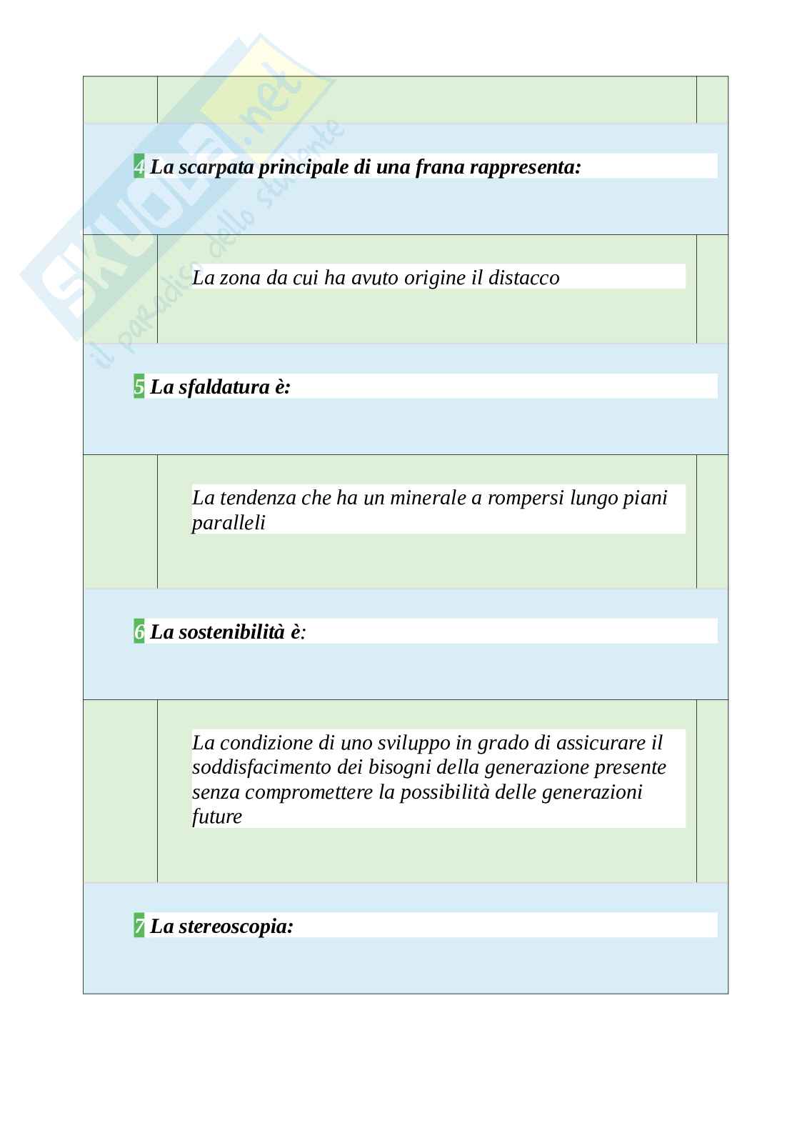Tutte le 400 domande e risposte esame di Geologia e difesa del suolo - 67 Pagine - Aggiornate a Novembre 2022 Pag. 36